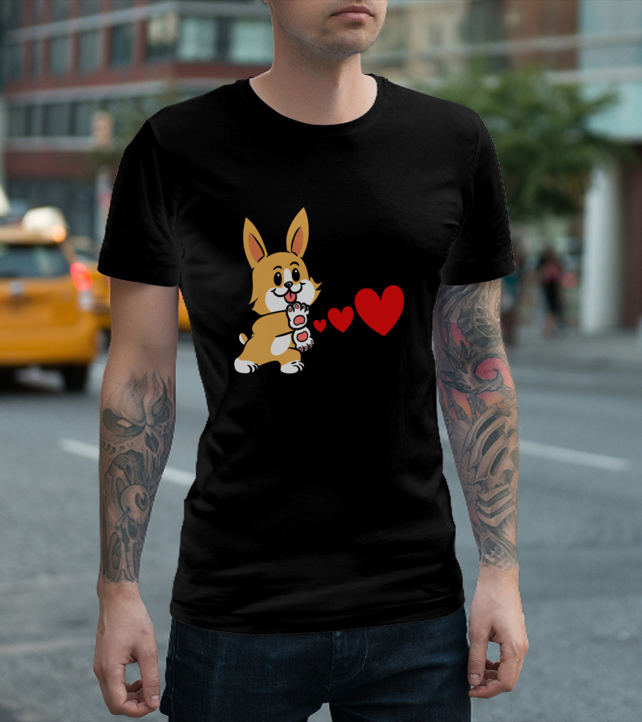 Funny Corgi Throwing Hearts With Playful Dog Charm T-Shirt