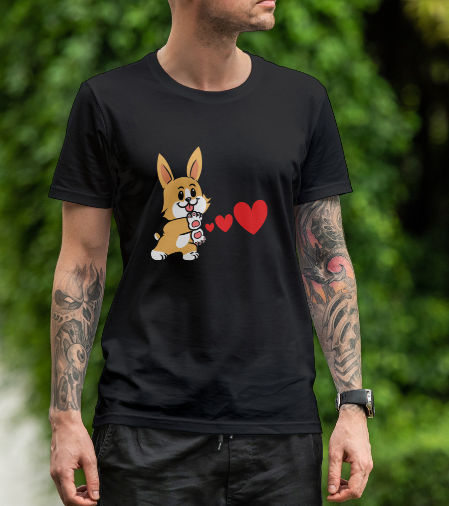 Funny Corgi Throwing Hearts With Playful Dog Charm T-Shirt