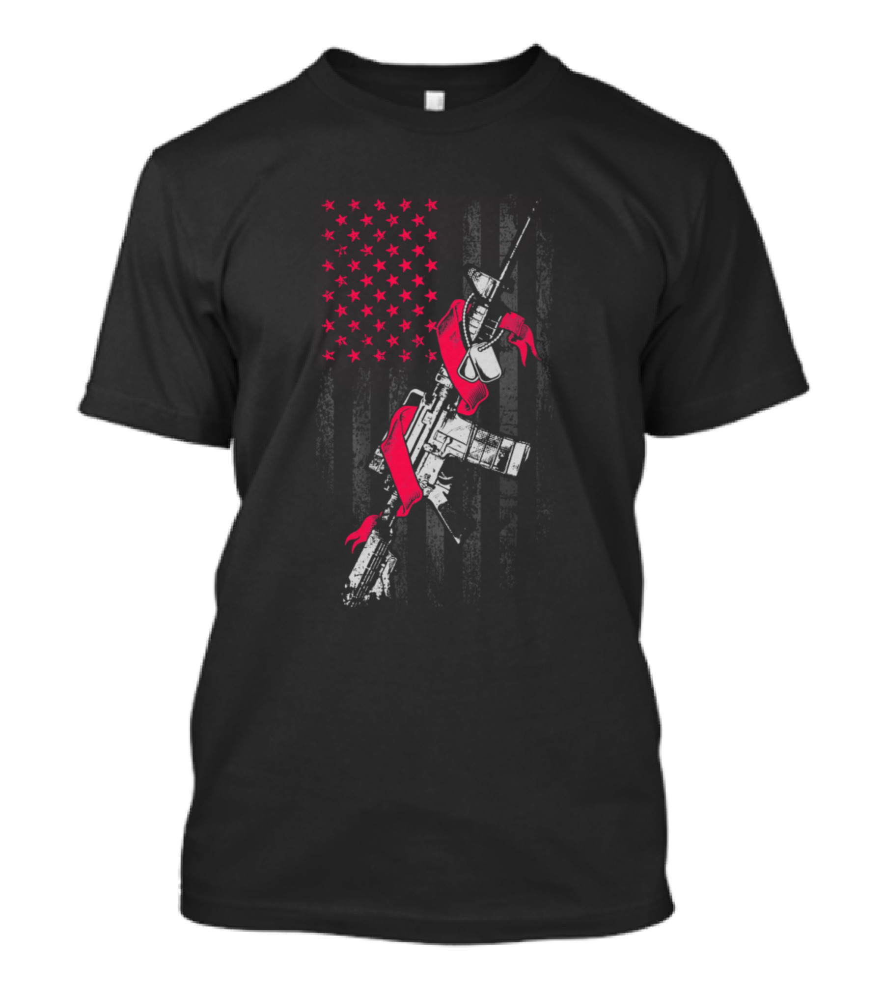Flag American Ribbon Military Hemophilia Awareness Rifle Stars Stripes T-Shirt