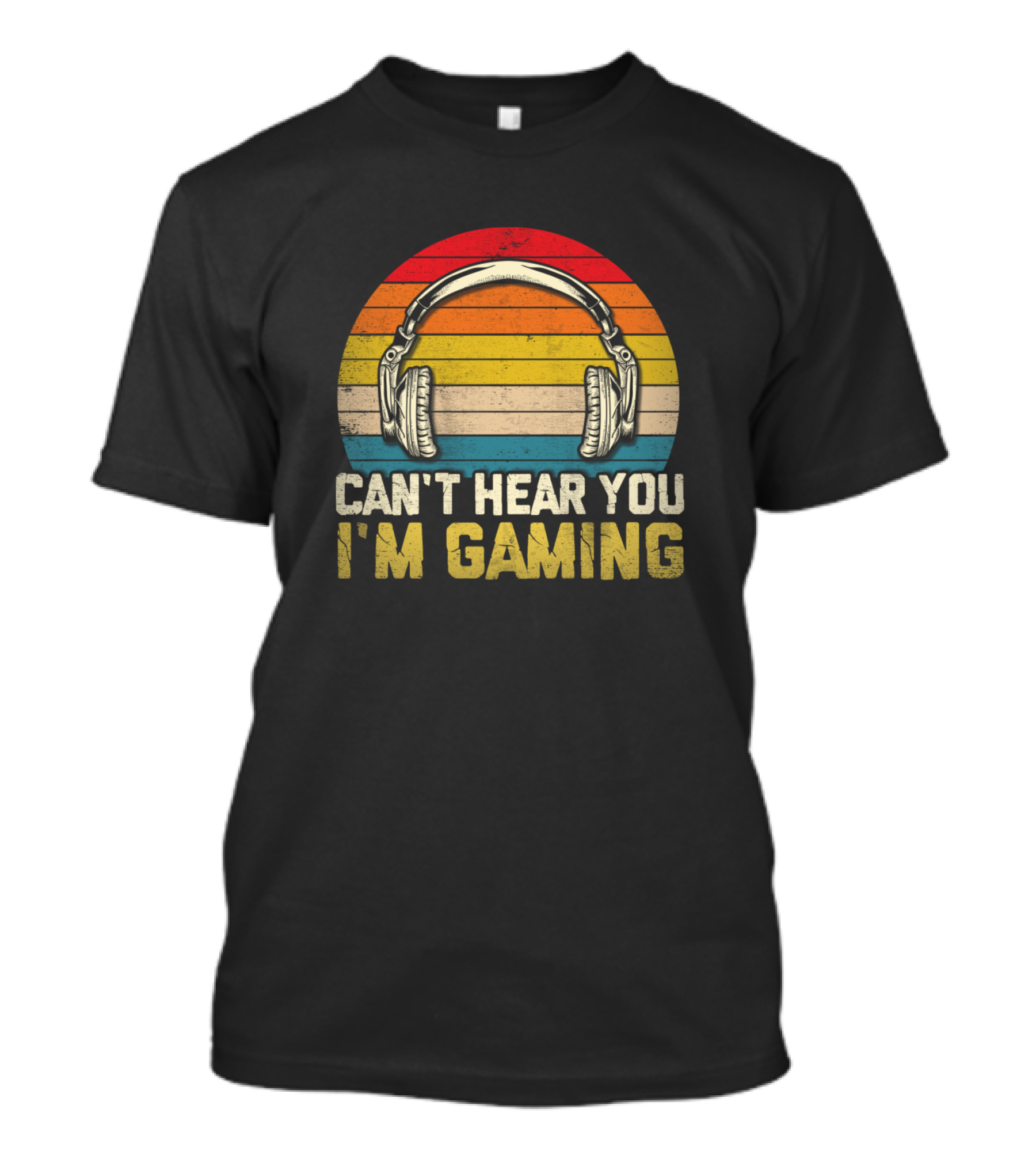 Funny Gamer Idea Vintage Can't Hear You I'm Gaming Retro Headphones T-Shirt