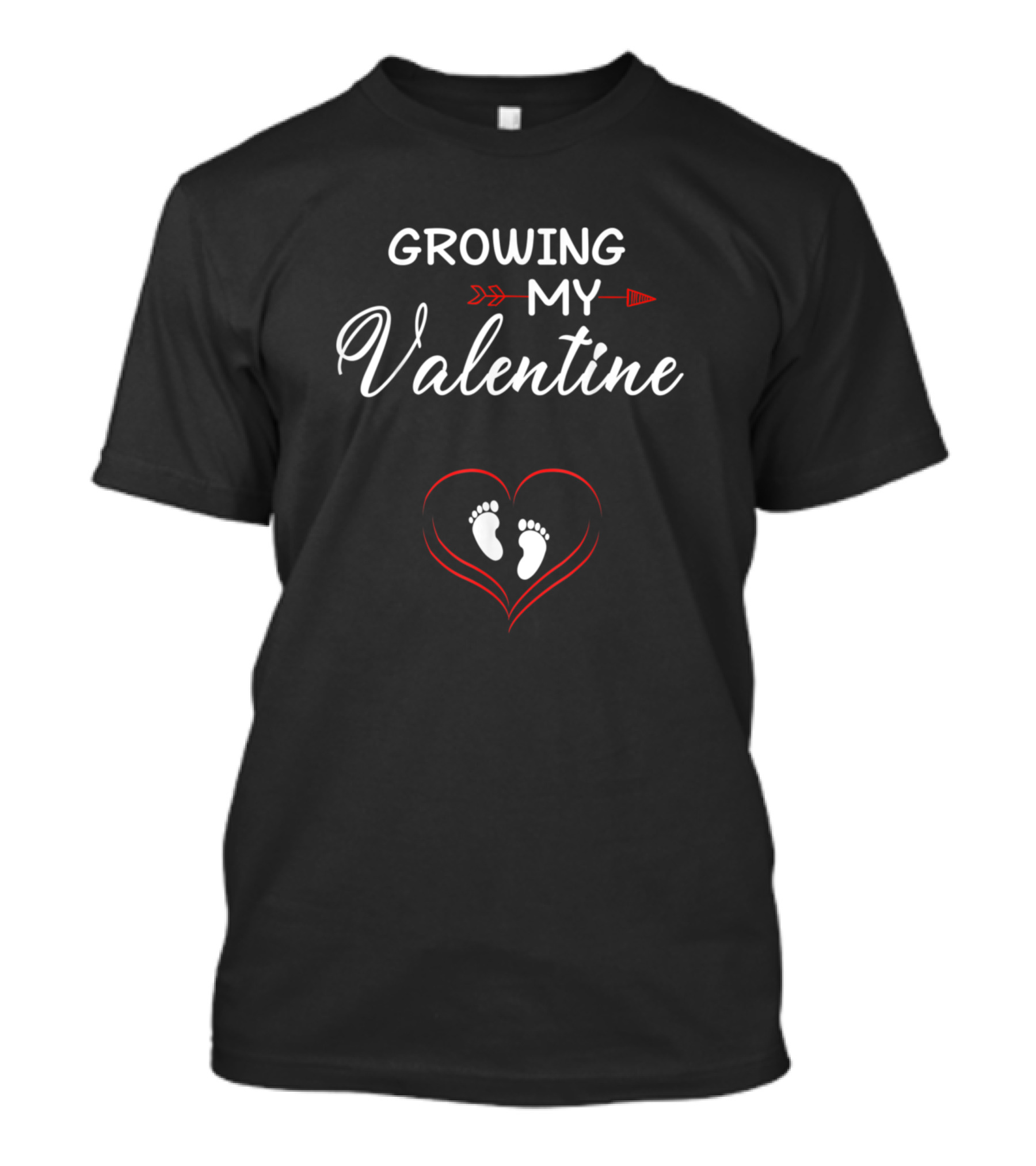Growing My Valentine Heart With Baby Feet Pregnancy Happy Valentines T-Shirt