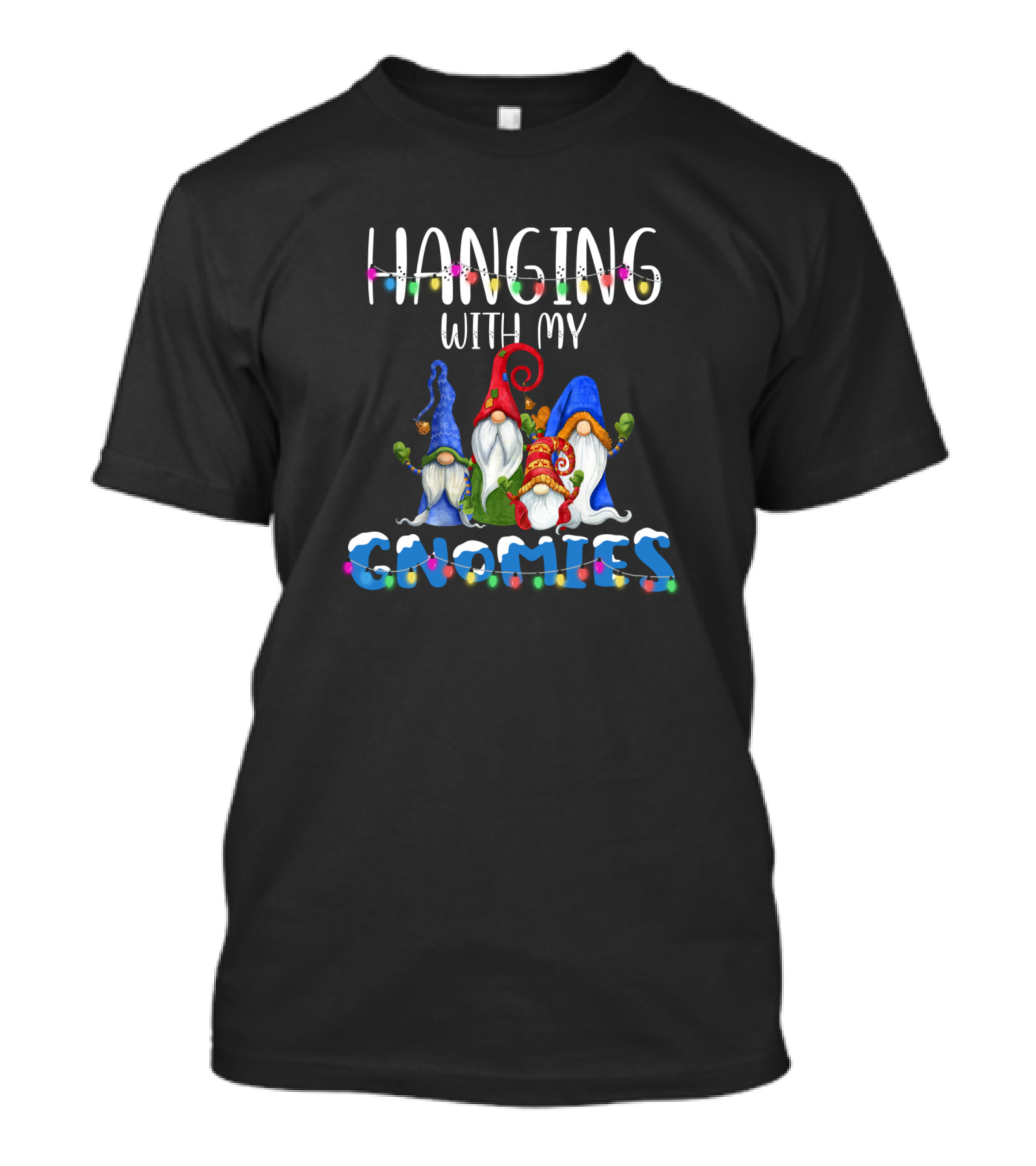 Hanging With My Gnomies Christmas Santa Gnome Lights T-Shirt