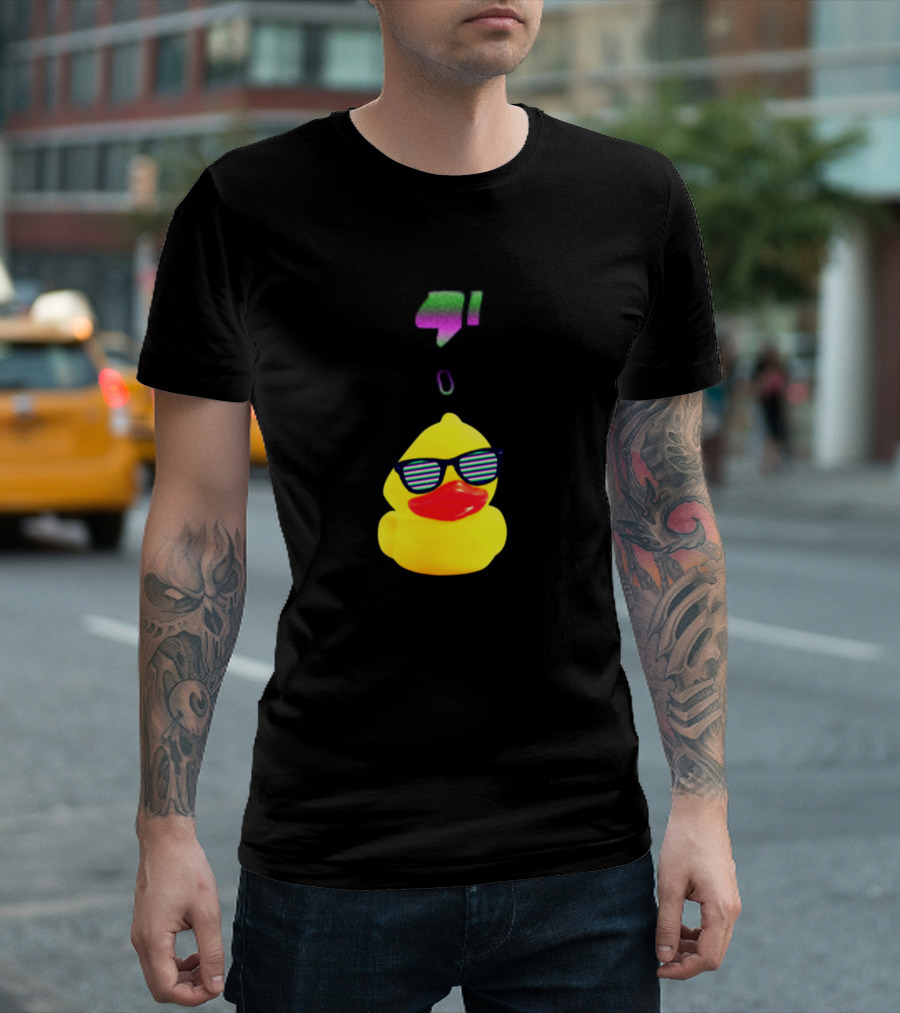 I'm Awesome Rubber Duck with Sunglasses and Retro Pixel T-Shirt