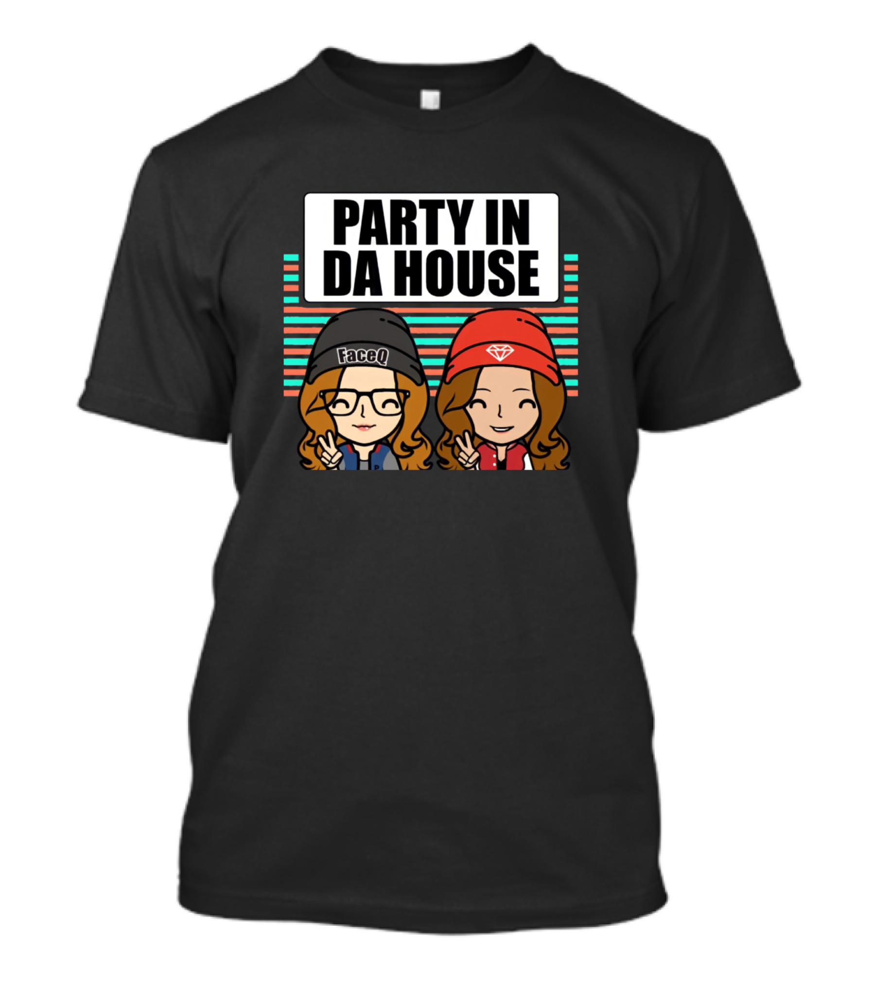 PARTY IN DA HOUSE FaceQ Duo With Beanies T-Shirt