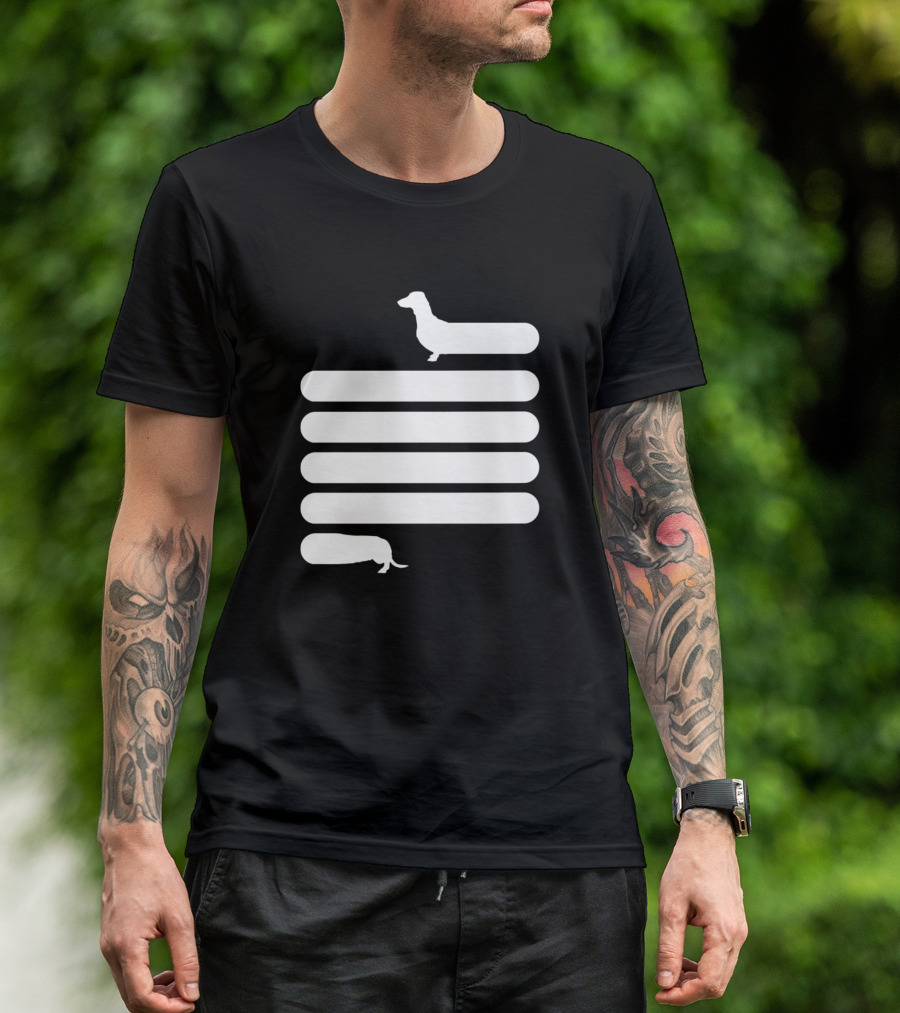 Long Dachshund Wiener Weiner Dog Daschund Dachsund Stripes T-Shirt
