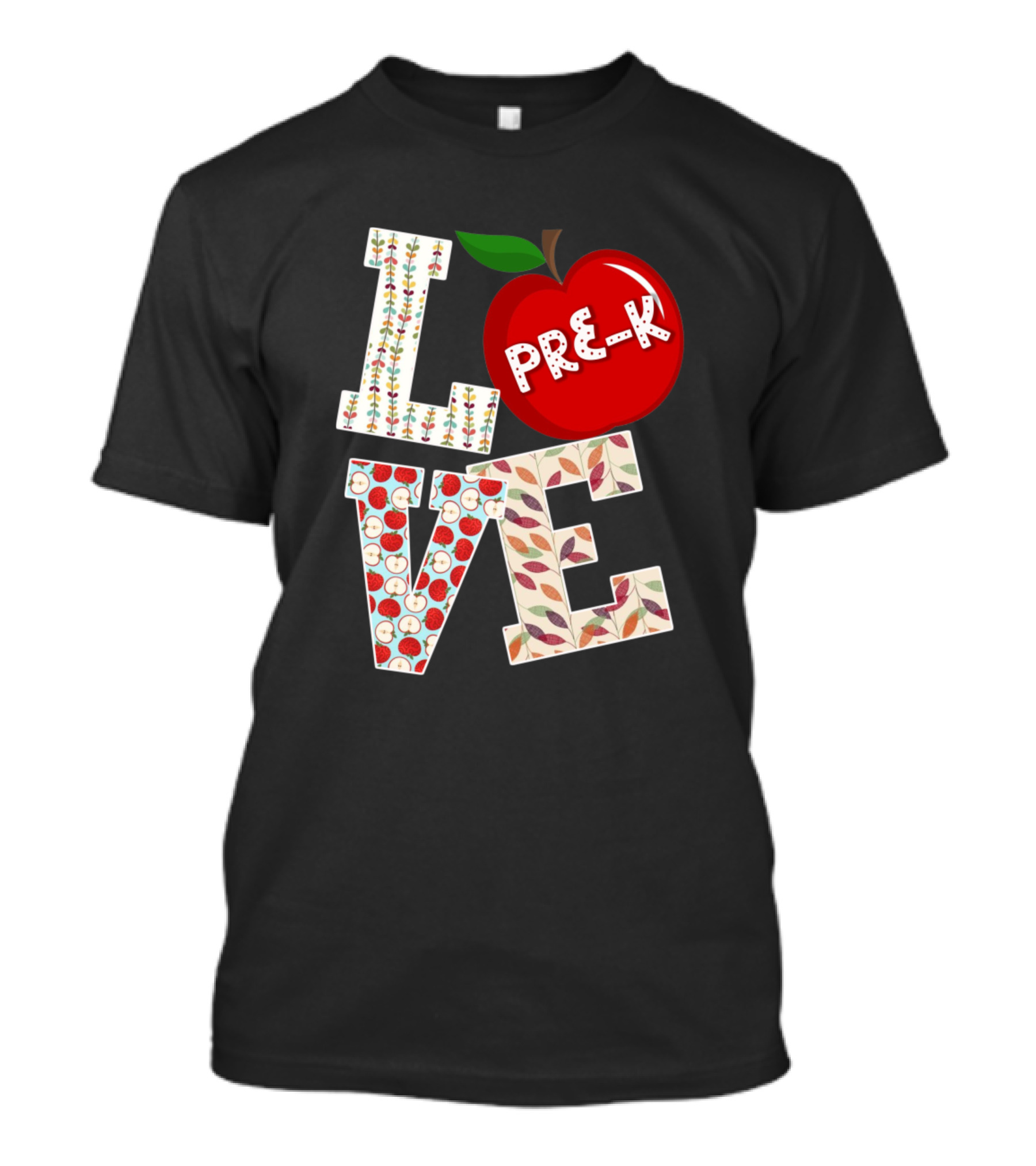 Love Pre K Apple Theme Teacher T-Shirt