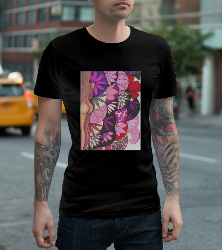 Mandala Floral Abstract with Human Form in Vibrant Colors T-Shirt