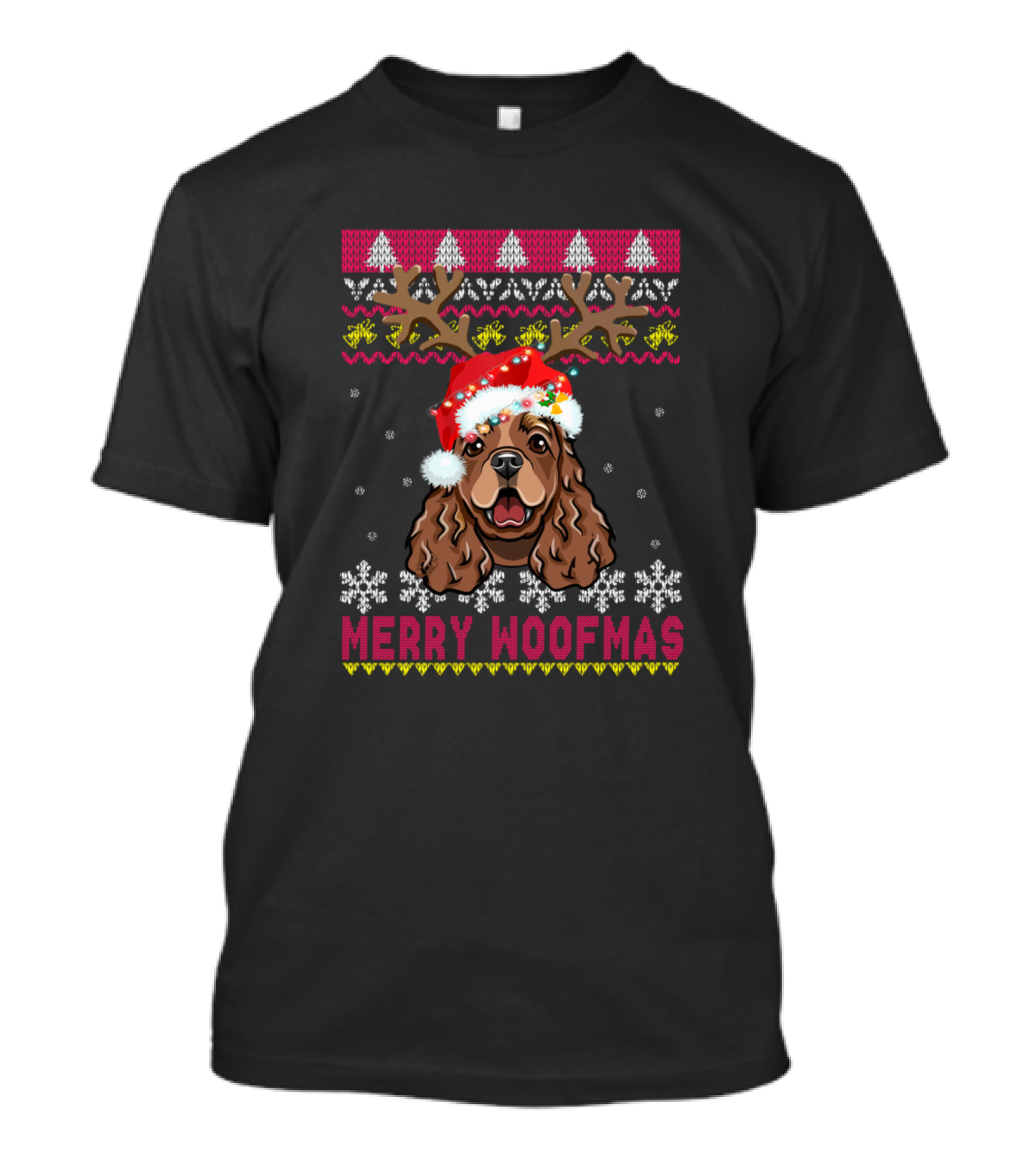 Merry Woofmas Boykin Spaniel Reindeer Antlers Christmas T-Shirt