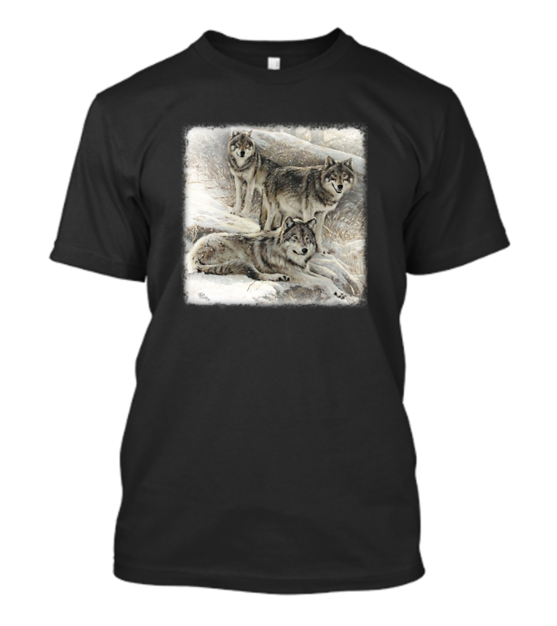 Pack Of Wolves Snowy Forest Scene T-Shirt