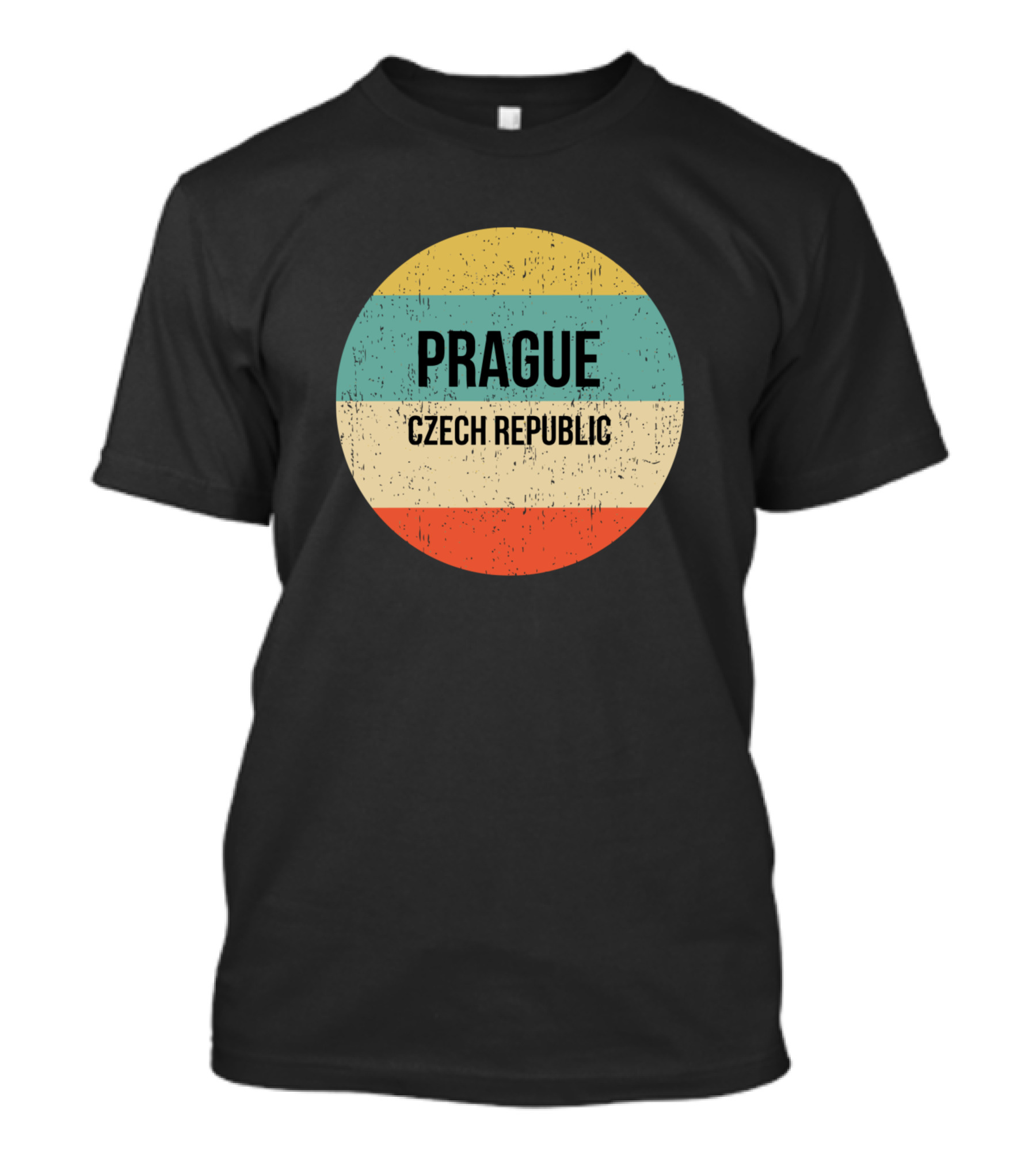 Prague Czech Republic Retro Circle T-Shirt