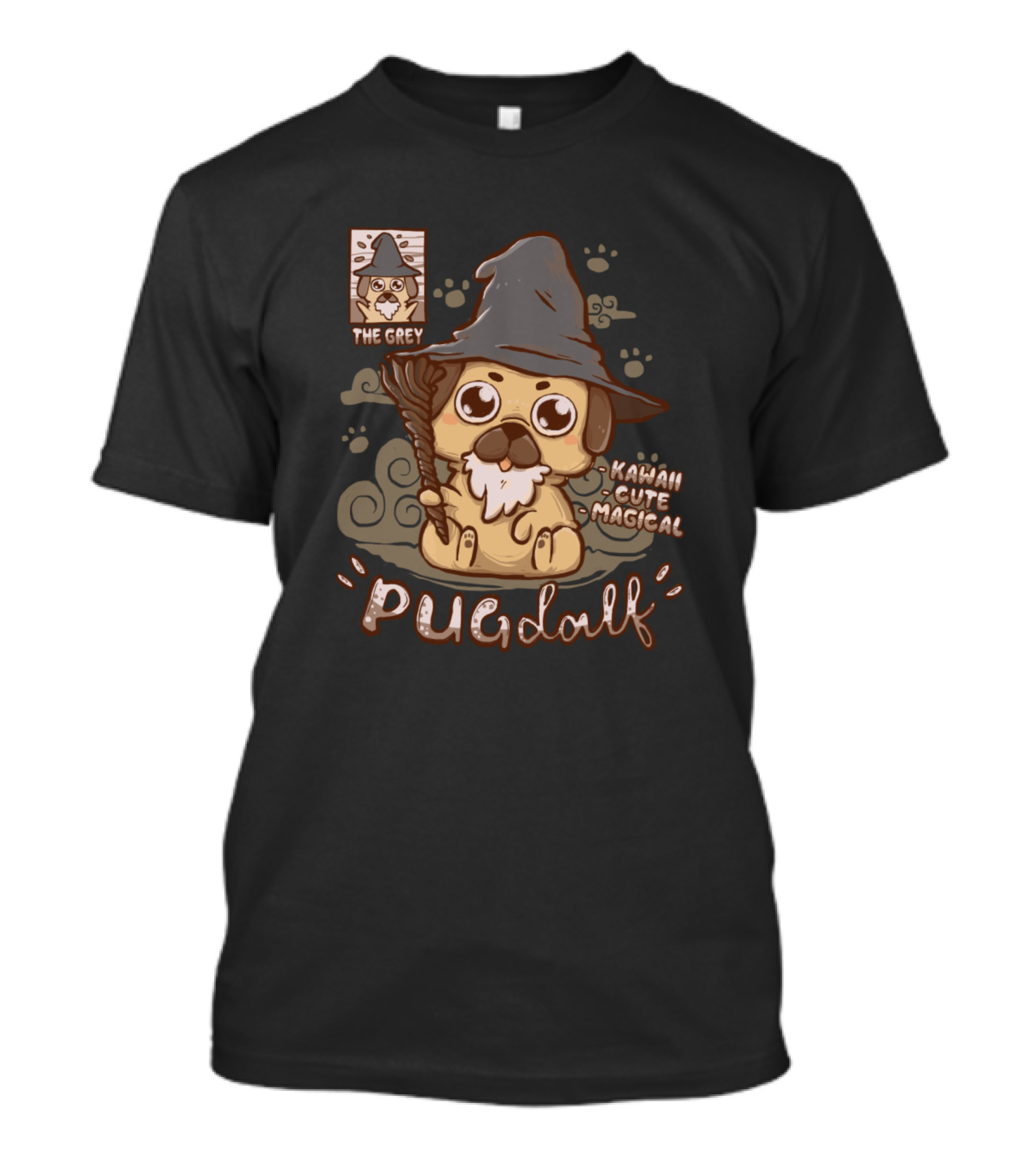 Pugdalf The Grey Kawaii Cute Magical T-Shirt