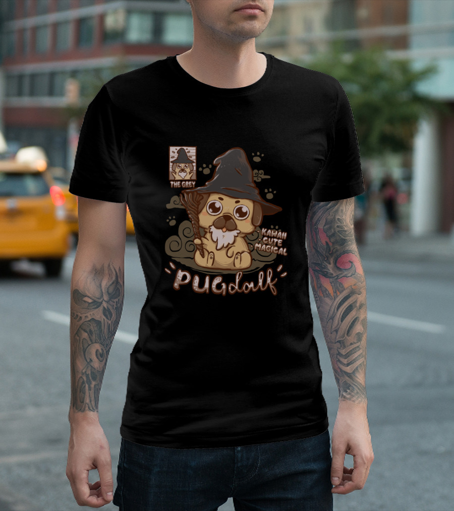 Pugdalf The Grey Kawaii Cute Magical T-Shirt