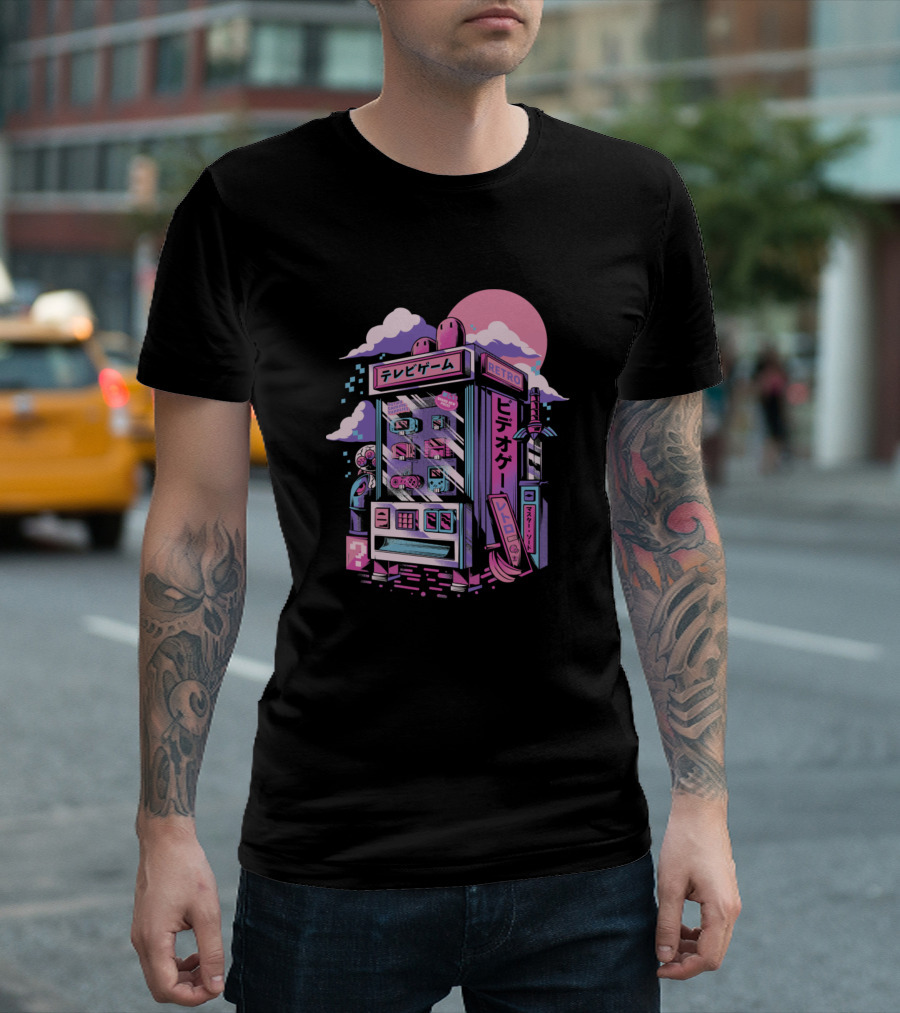Retro Video Game Arcade Machine Neon Racerback T-Shirt