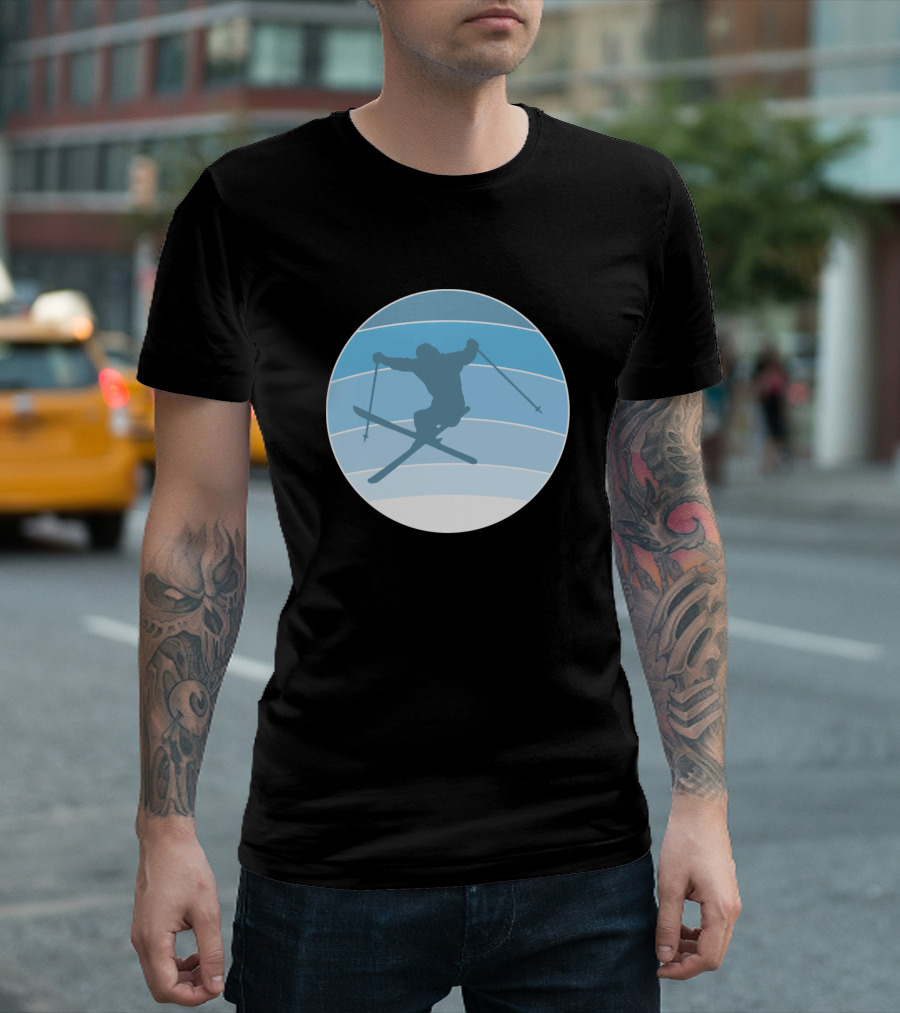 Snowboarding Ski Jumper Blue Circle T-Shirt