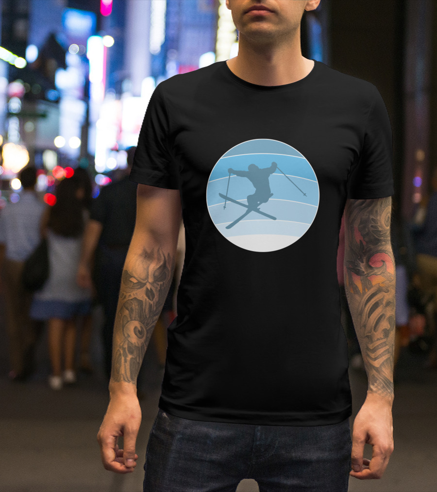Snowboarding Ski Jumper Blue Circle T-Shirt
