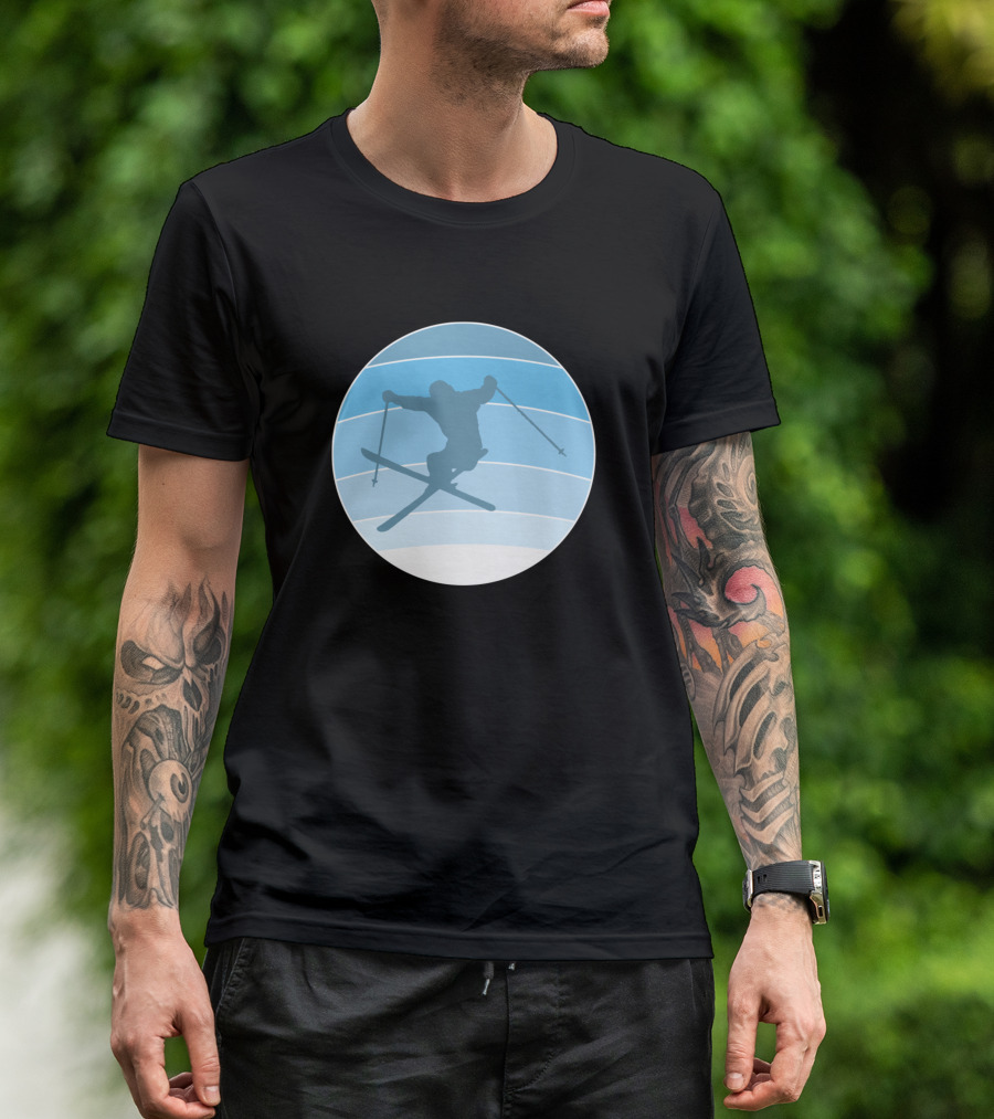 Snowboarding Ski Jumper Blue Circle T-Shirt