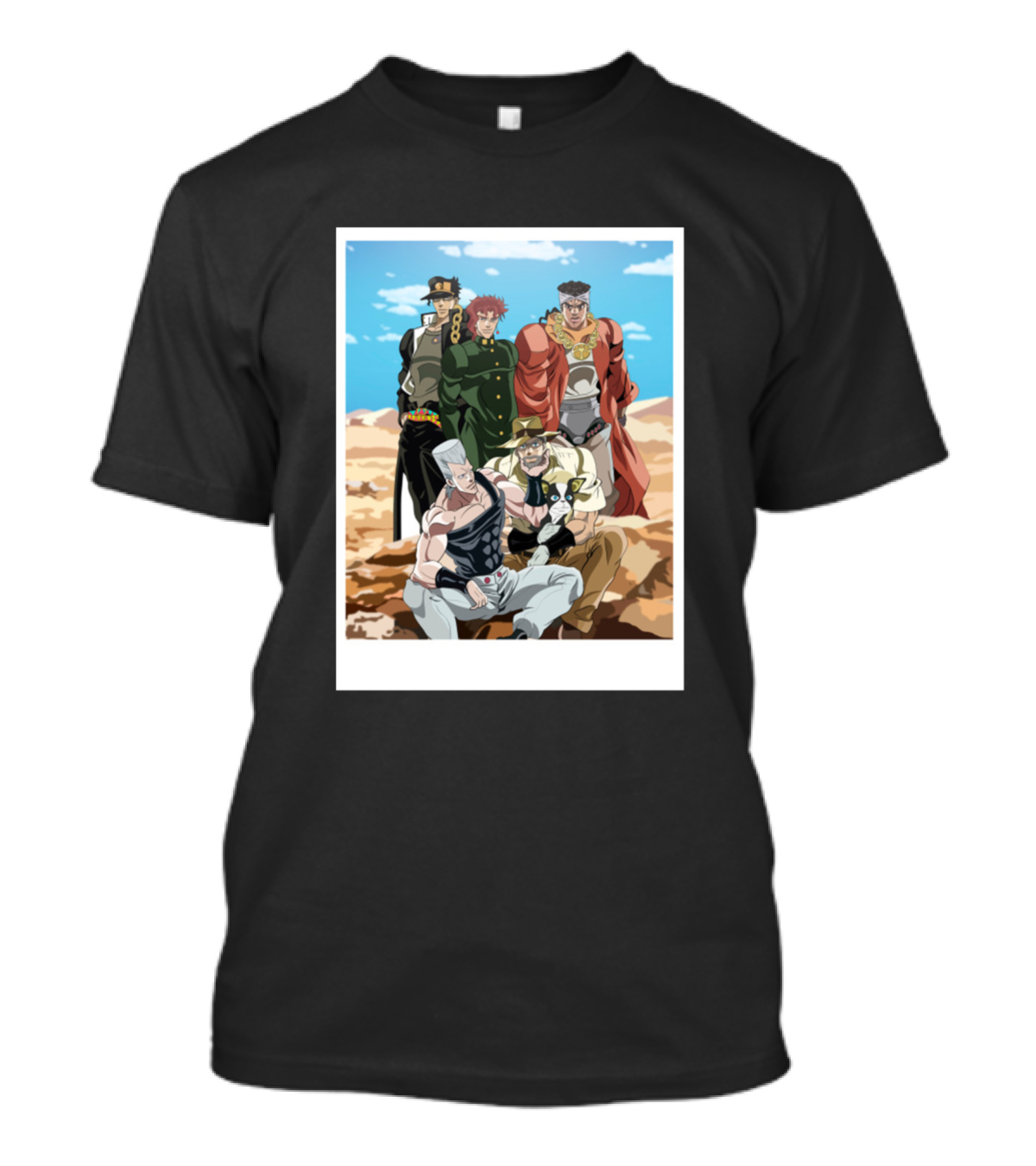 JoJo's Bizarre Adventure Stardust Crusaders Group Portrait In Desert Setting T-Shirt