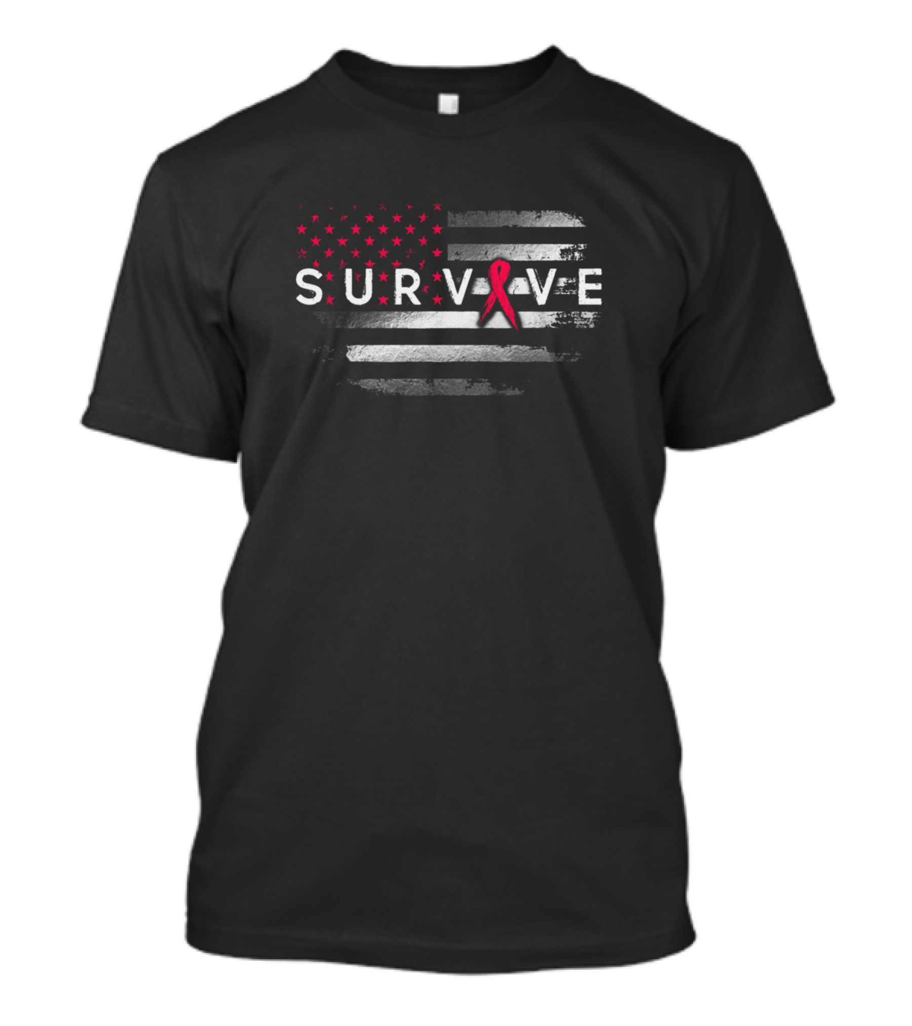 Survive American Flag Red Ribbon Hemophilia Awareness T-Shirt