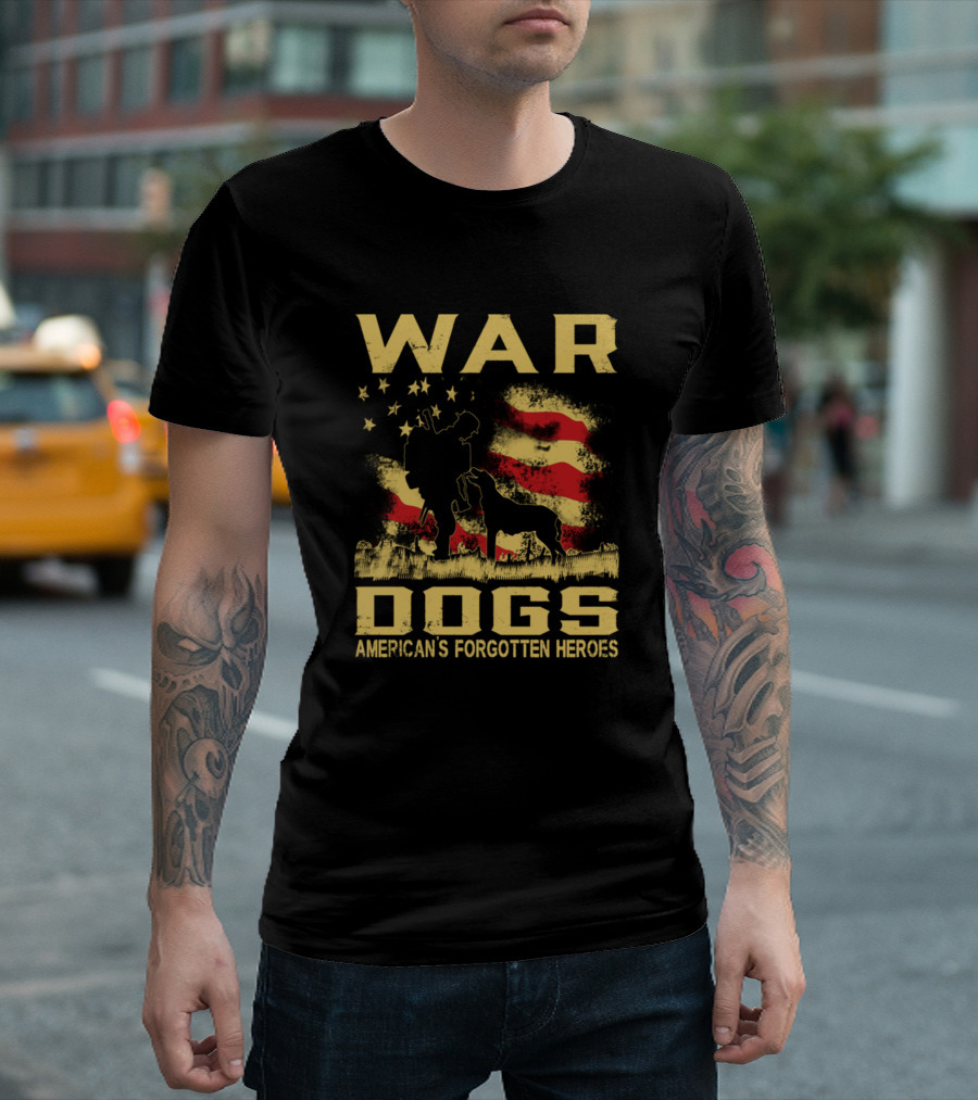 War Dogs American Heroes Soldier and Flag T-Shirt