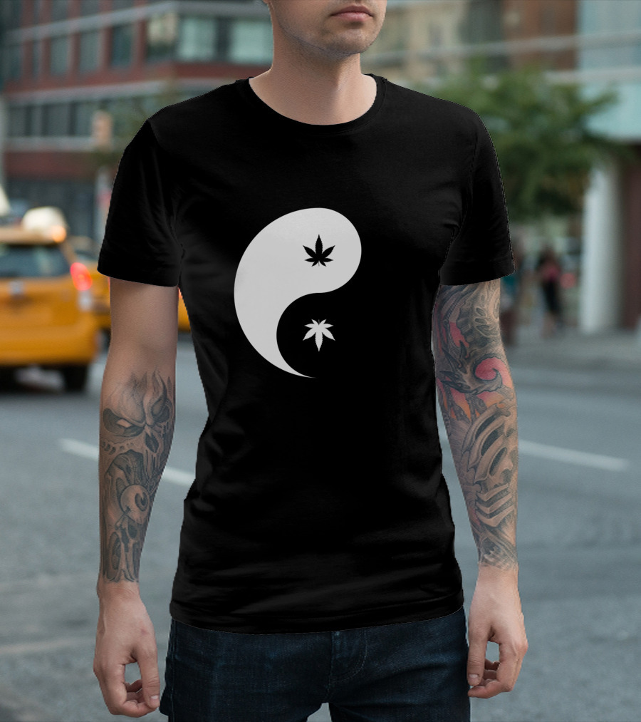 Yin Yang Weed Leaf T-Shirt