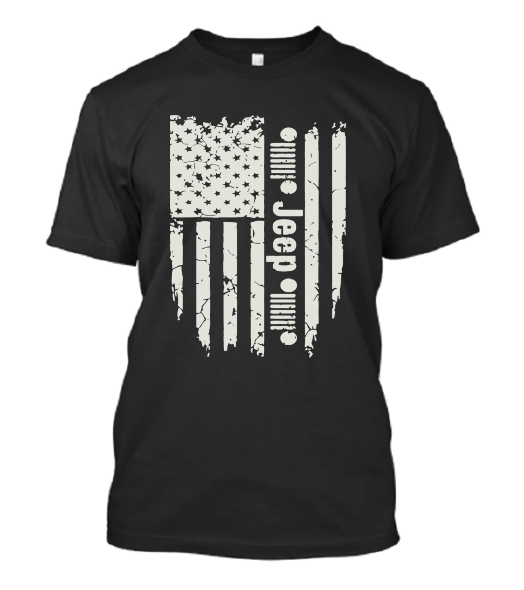 Cracked American Flag Jeep Grill T-Shirt