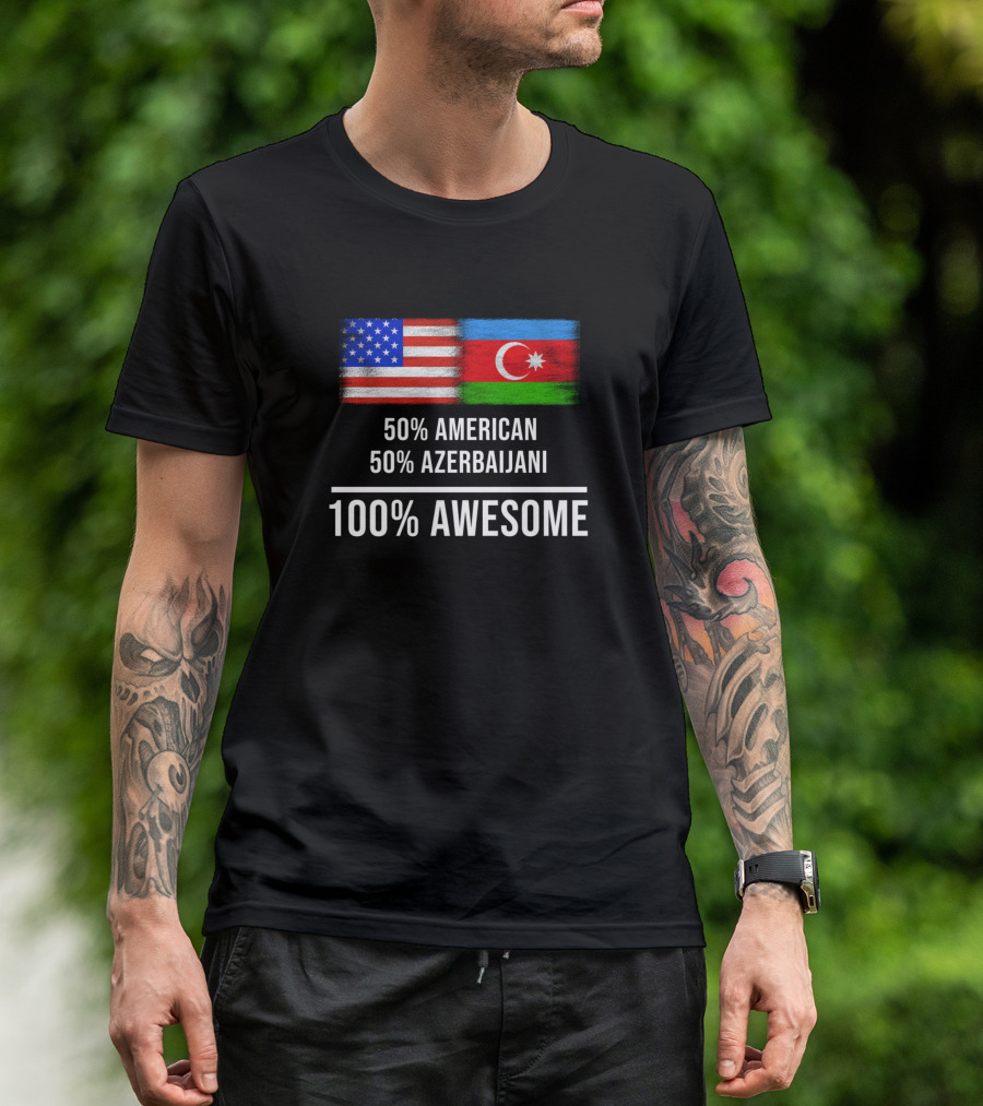 50 American 50 Azerbaijani 100 Awesome Flags T-Shirt
