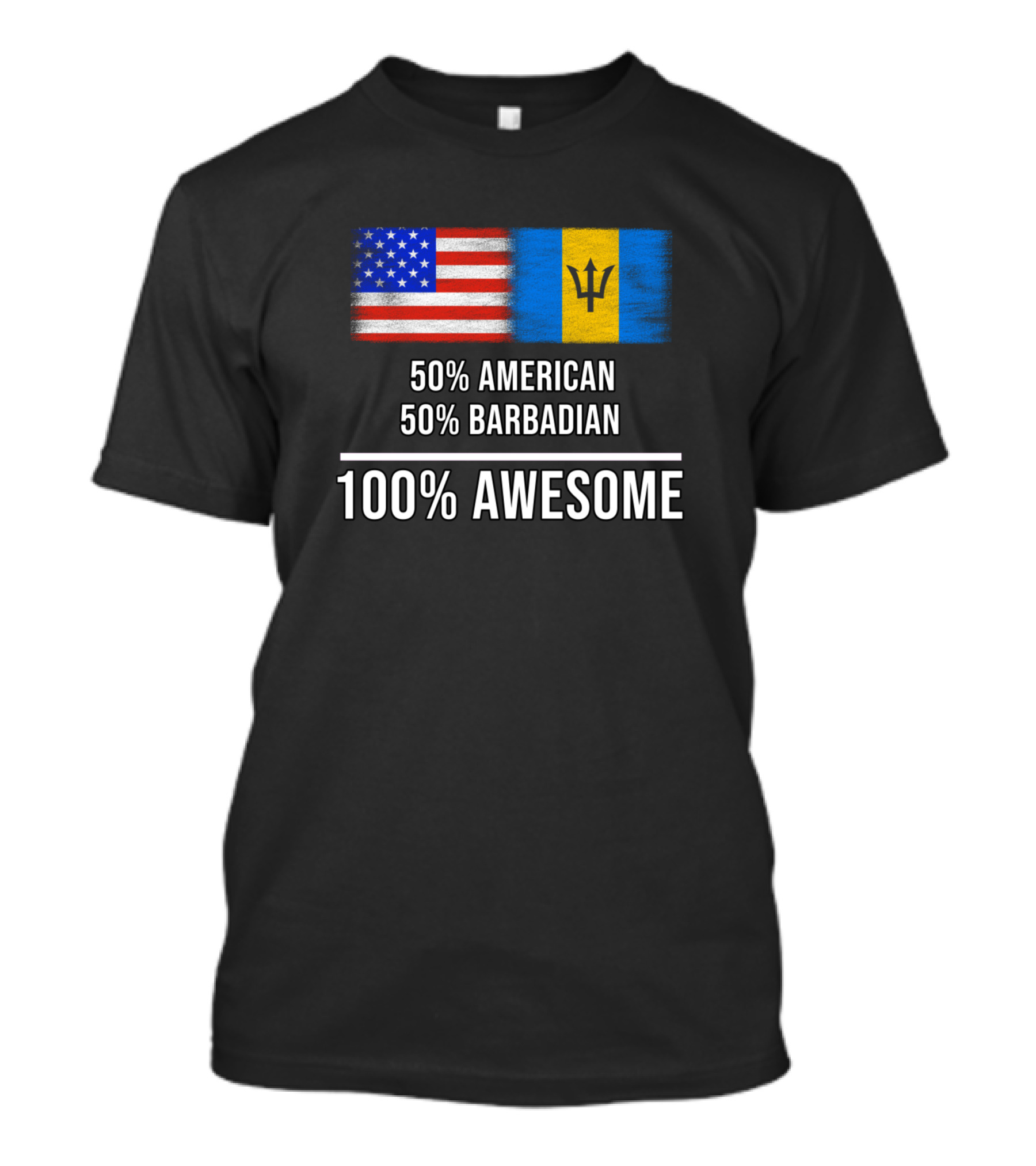 50 American 50 Barbadian 100 Awesome With American And Barbadian Flags T-Shirt