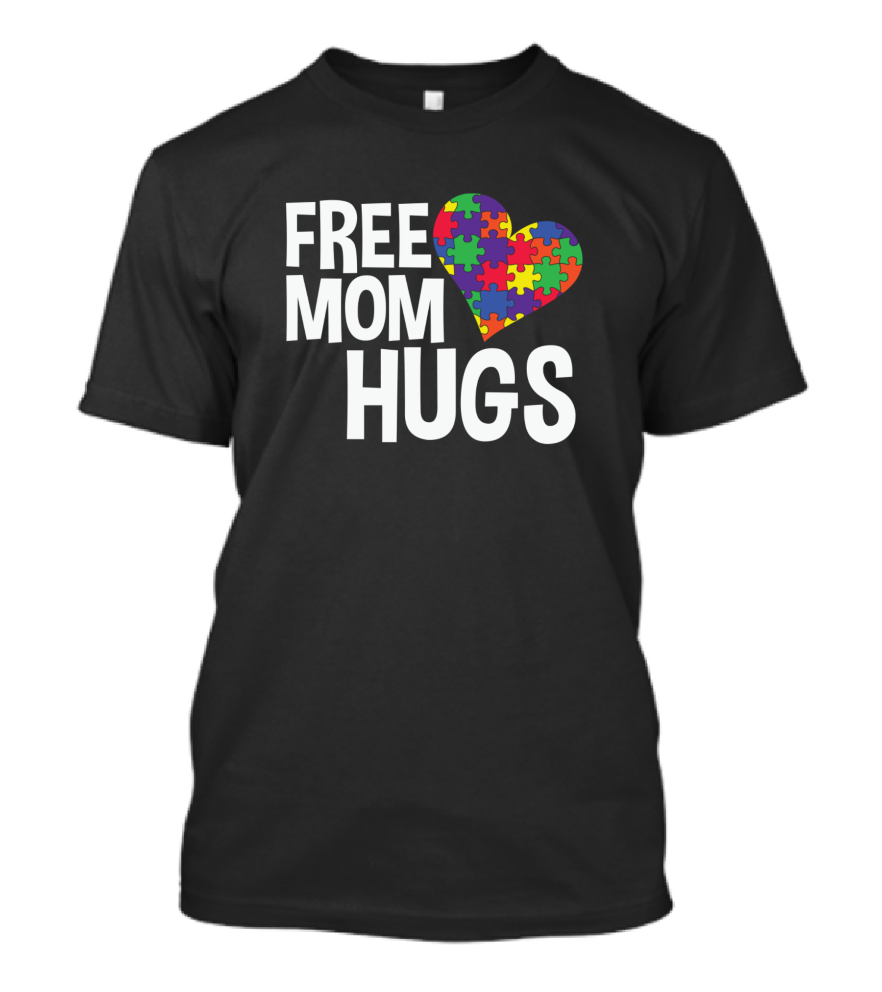 Free Mom Hugs Autism Awareness Puzzle Heart T-Shirt