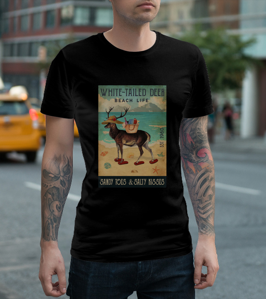 White-Tailed Deer Beach Life Sandy Toes And Salty Kisses Est 1960 T-Shirt