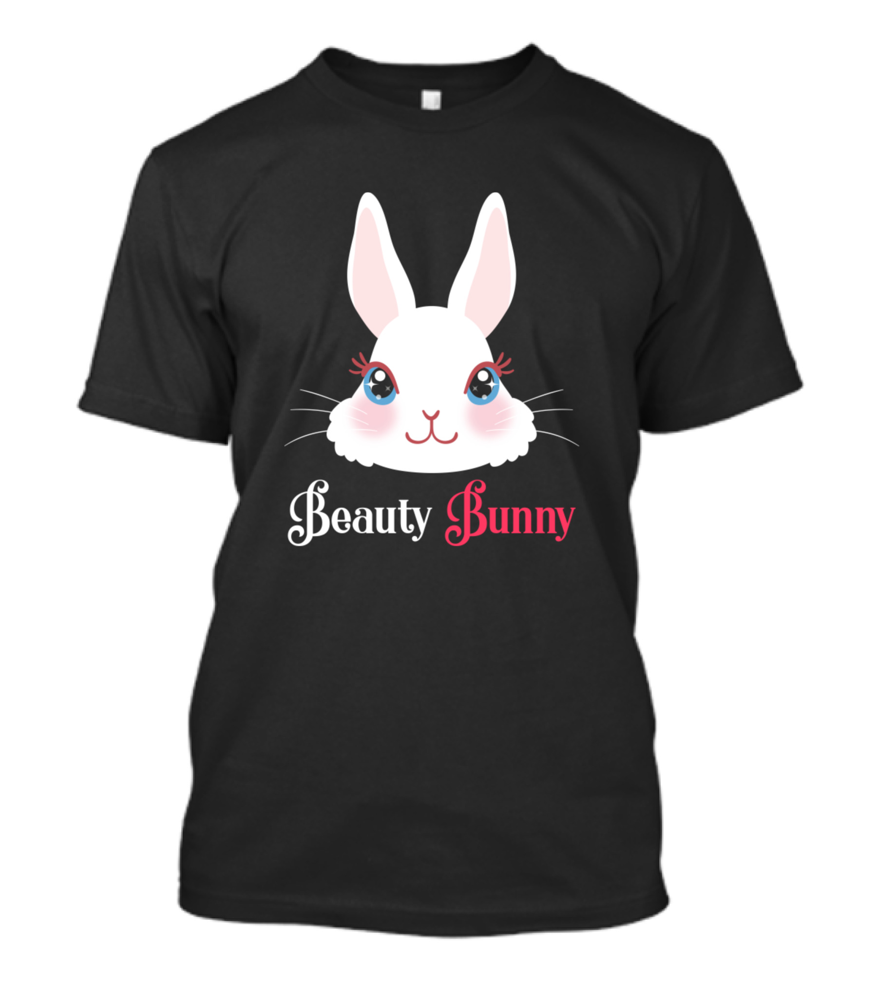 Beauty Bunny Cute White Rabbit Face With Blue Eyes And Pink Ears T-Shirt