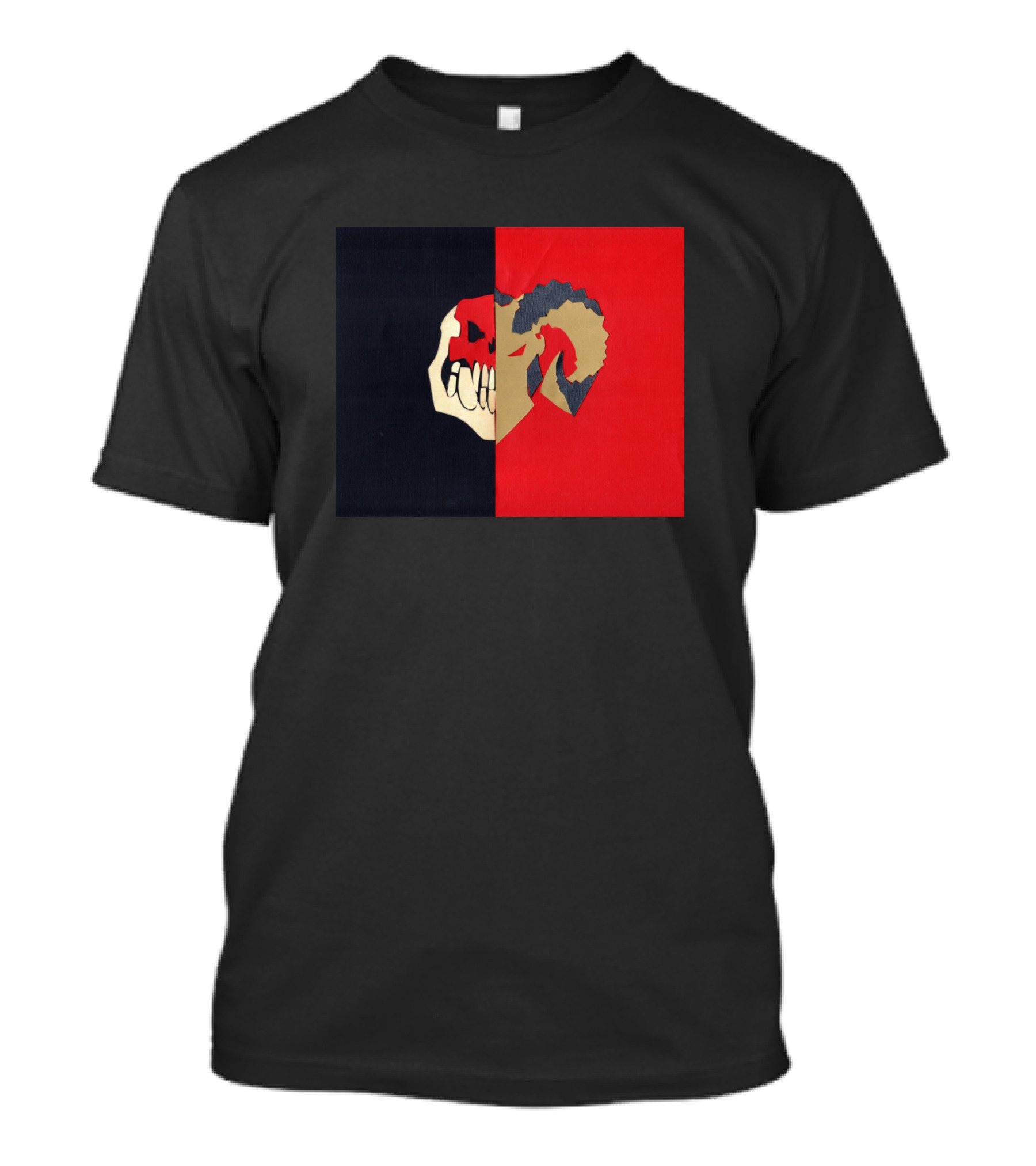 Bloodskull Half Black Half Red Mask T-Shirt