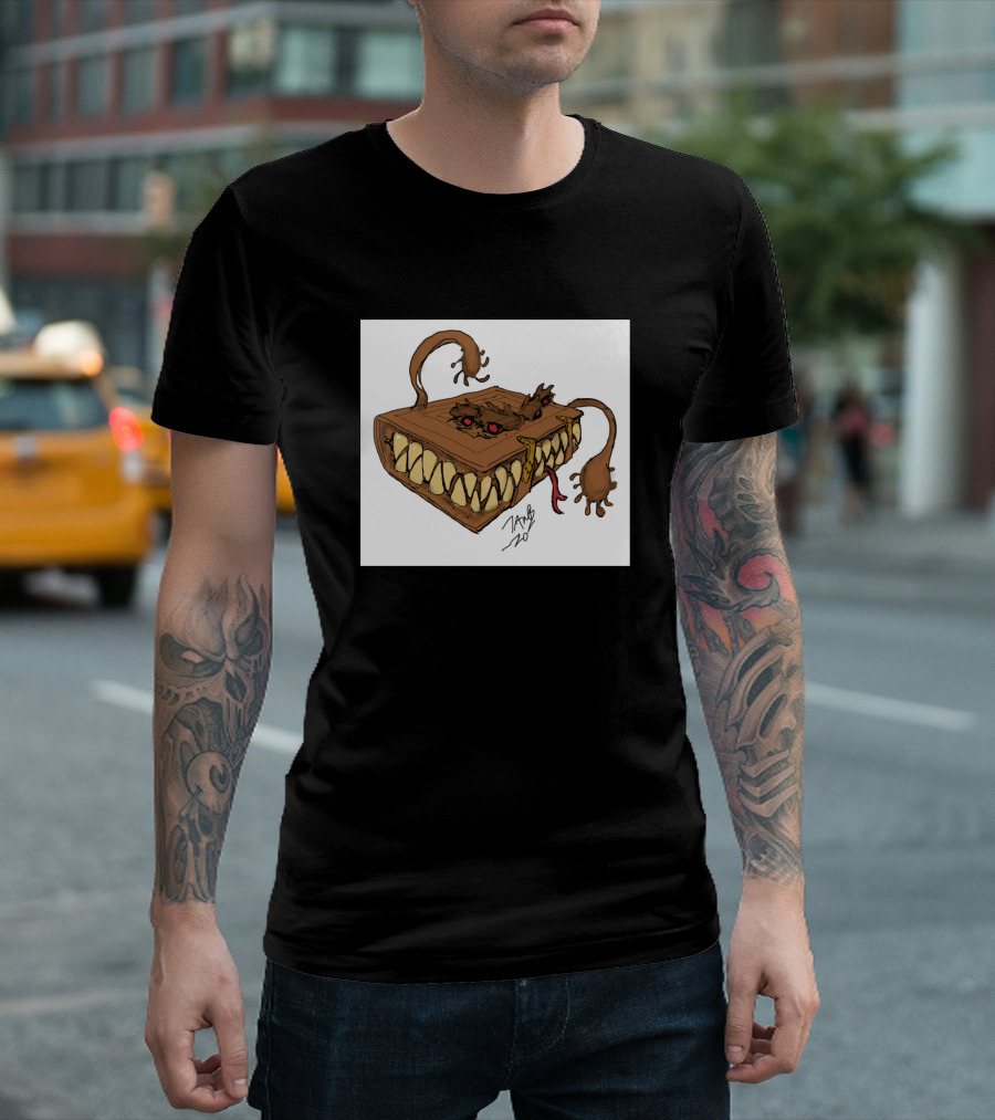 Book Mimic Monster Grinning Teeth Fantasy Drawing T-Shirt
