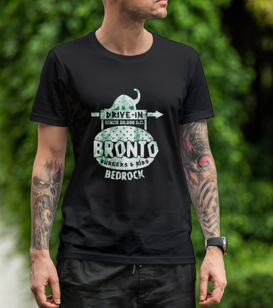 Bronto Drive-In Burgers And Ribs Bedrock Since 20,000 B.C T-Shirt