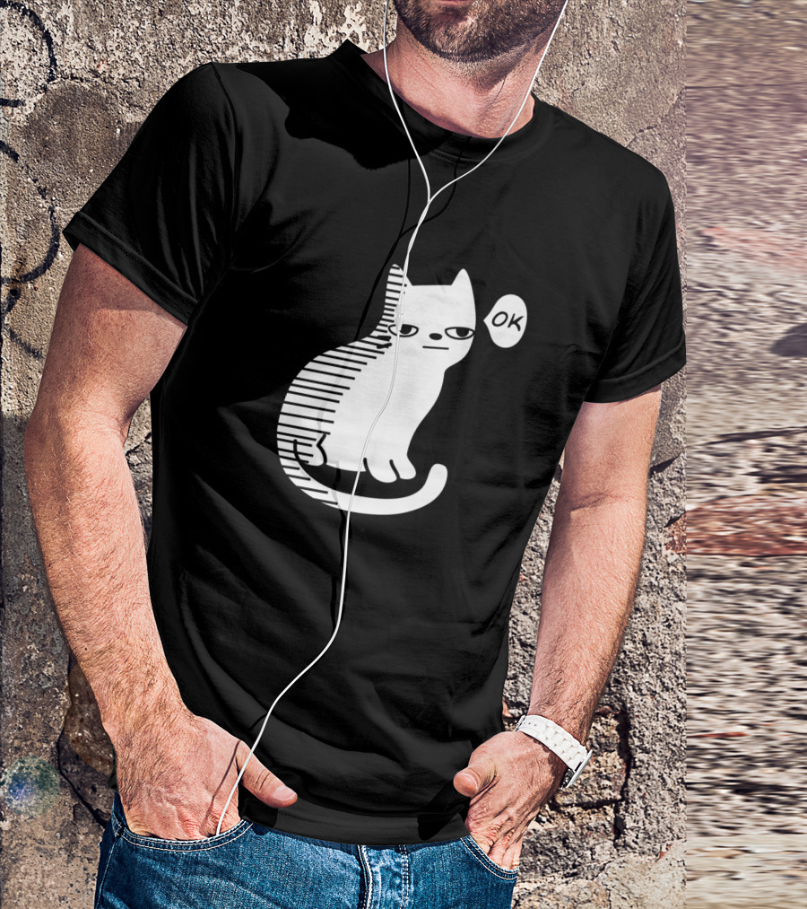 Cat OK Meme Sarcastic Expression T-Shirt