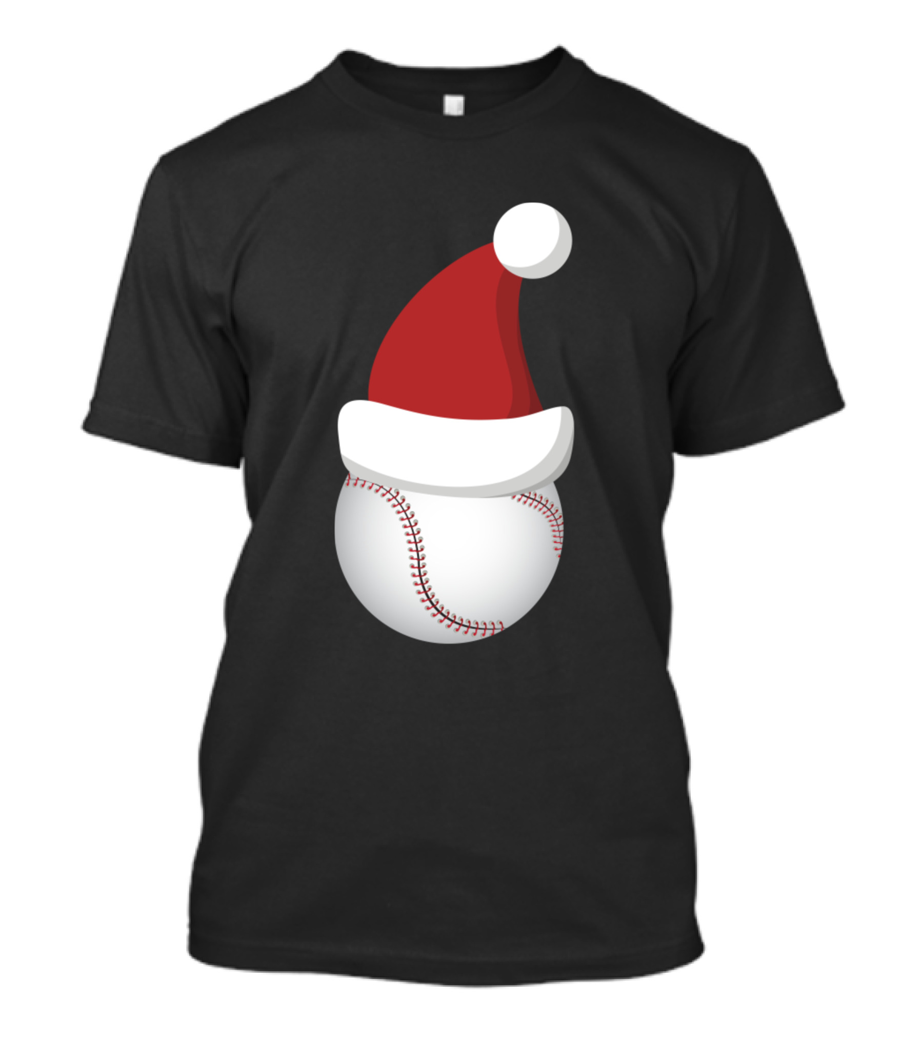 Christmas Baseball Ball Santa Hat Funny Sport T-Shirt