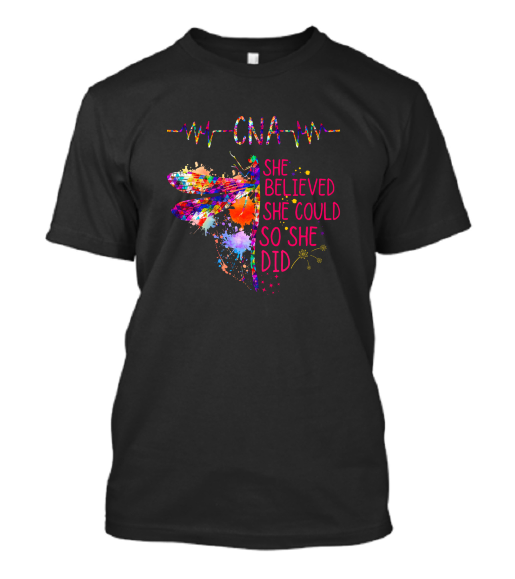 CNA Nurse Vibrant Dragonfly She Believed She Could So She Did T-Shirt