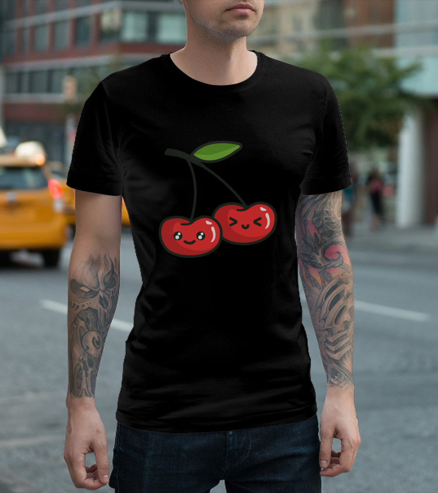 Couple Cherry Bond Smiling Face Pair T-Shirt