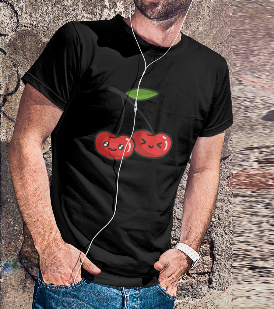 Couple Cherry Bond Smiling Face Pair T-Shirt