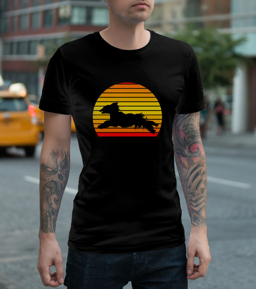 Coursing Afghan Hound Against Sunset Stripes T-Shirt