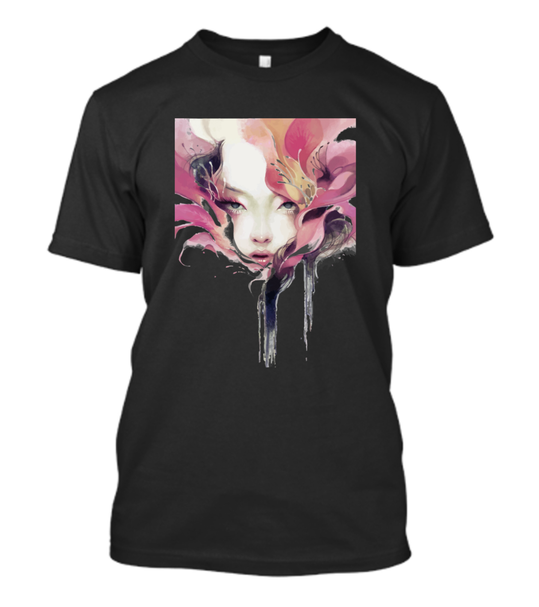 Digital Art Painting Printmaking Illustrat Floral Face T-Shirt