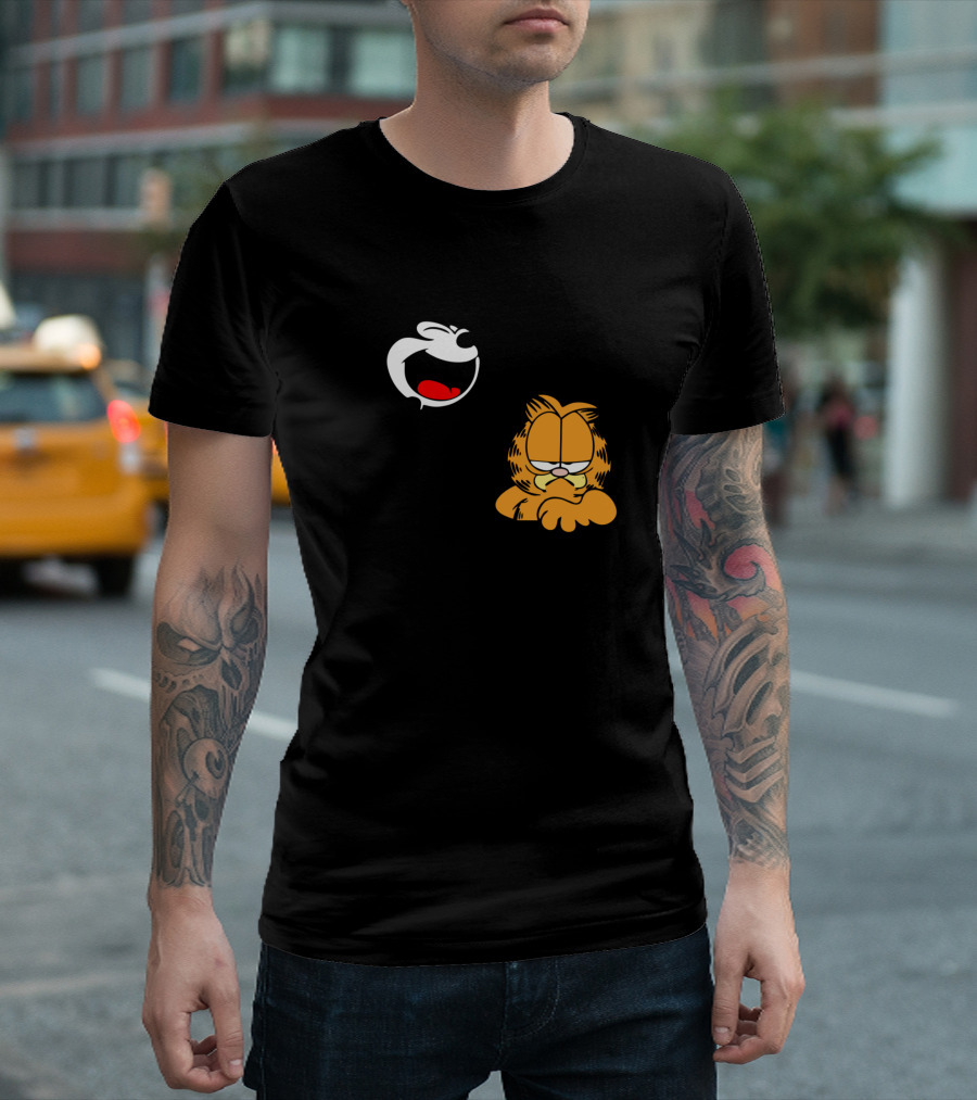 Felix Laughing with Garfield T-Shirt