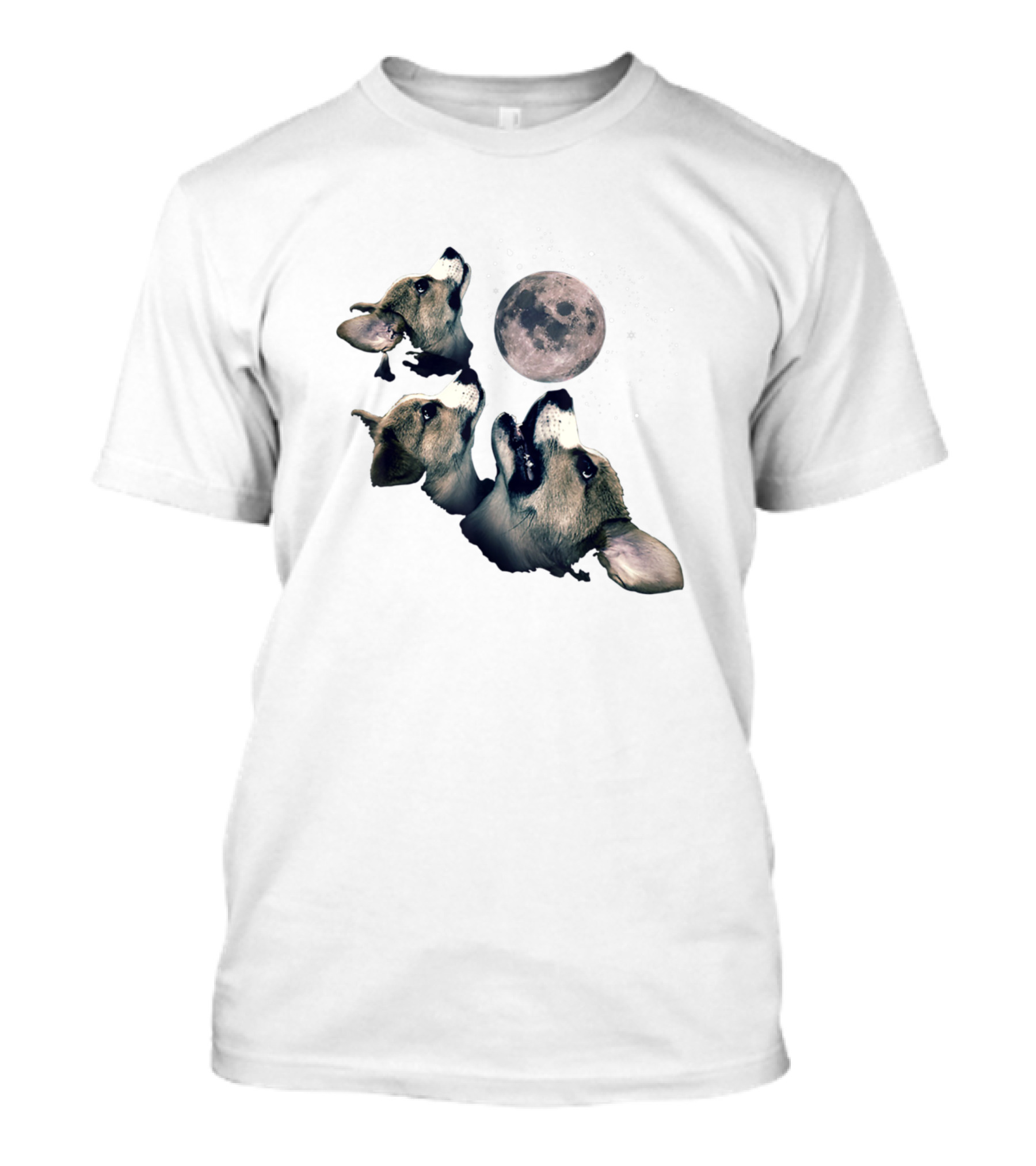 Corgi Trio Howling At The Moon Wolf Parody For Dog Lovers T-Shirt