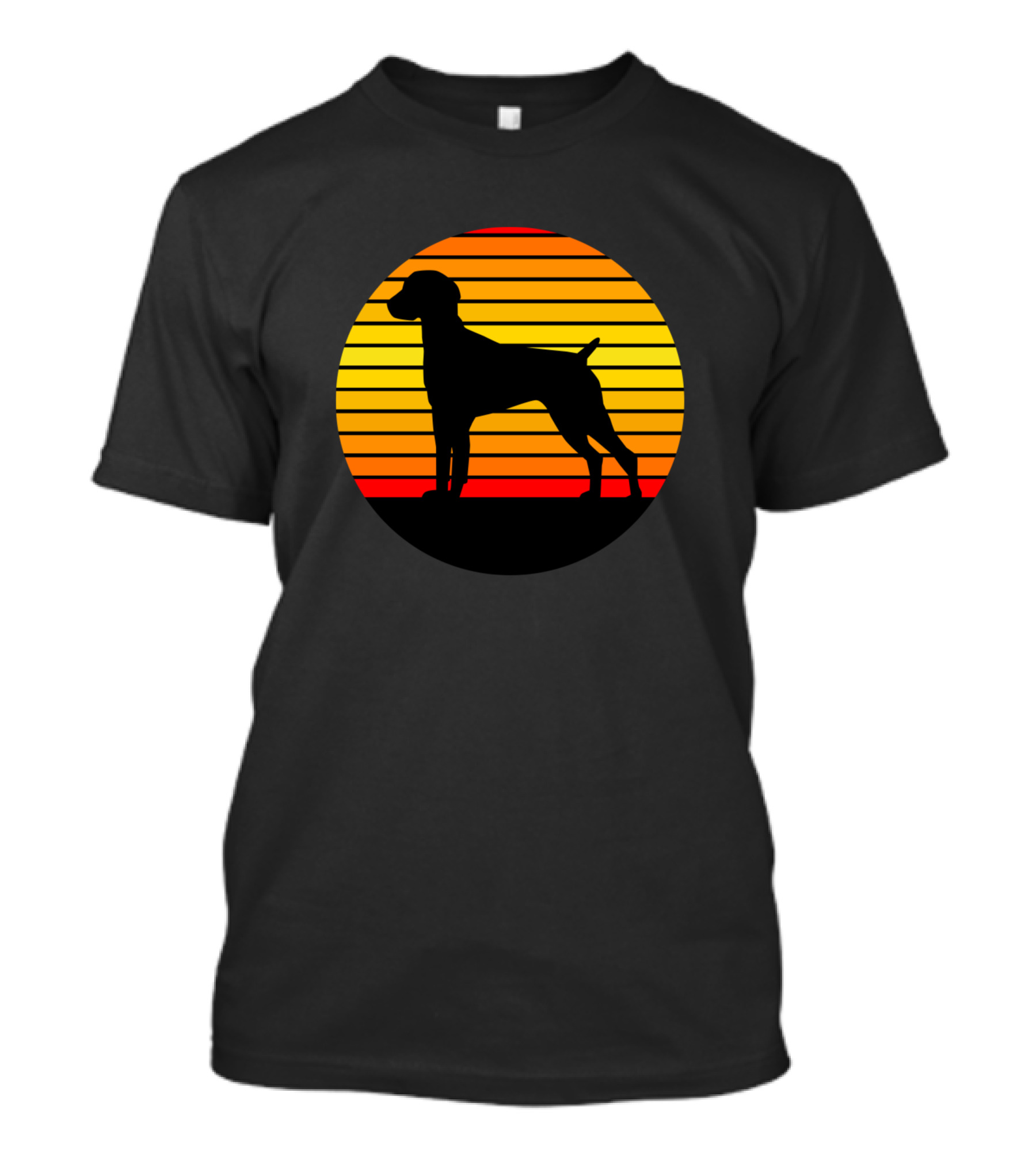 German Shorthaired Pointer Silhouette Striped Sunset T-Shirt