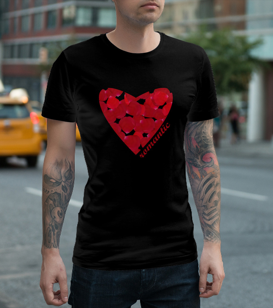 Romantic Heart Shape Rose Petals T-Shirt