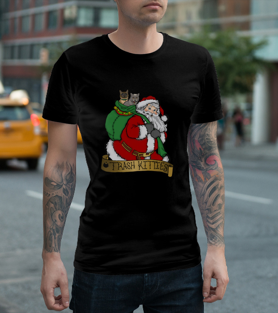 Santa With Sack Of Trash Kitties T-Shirt