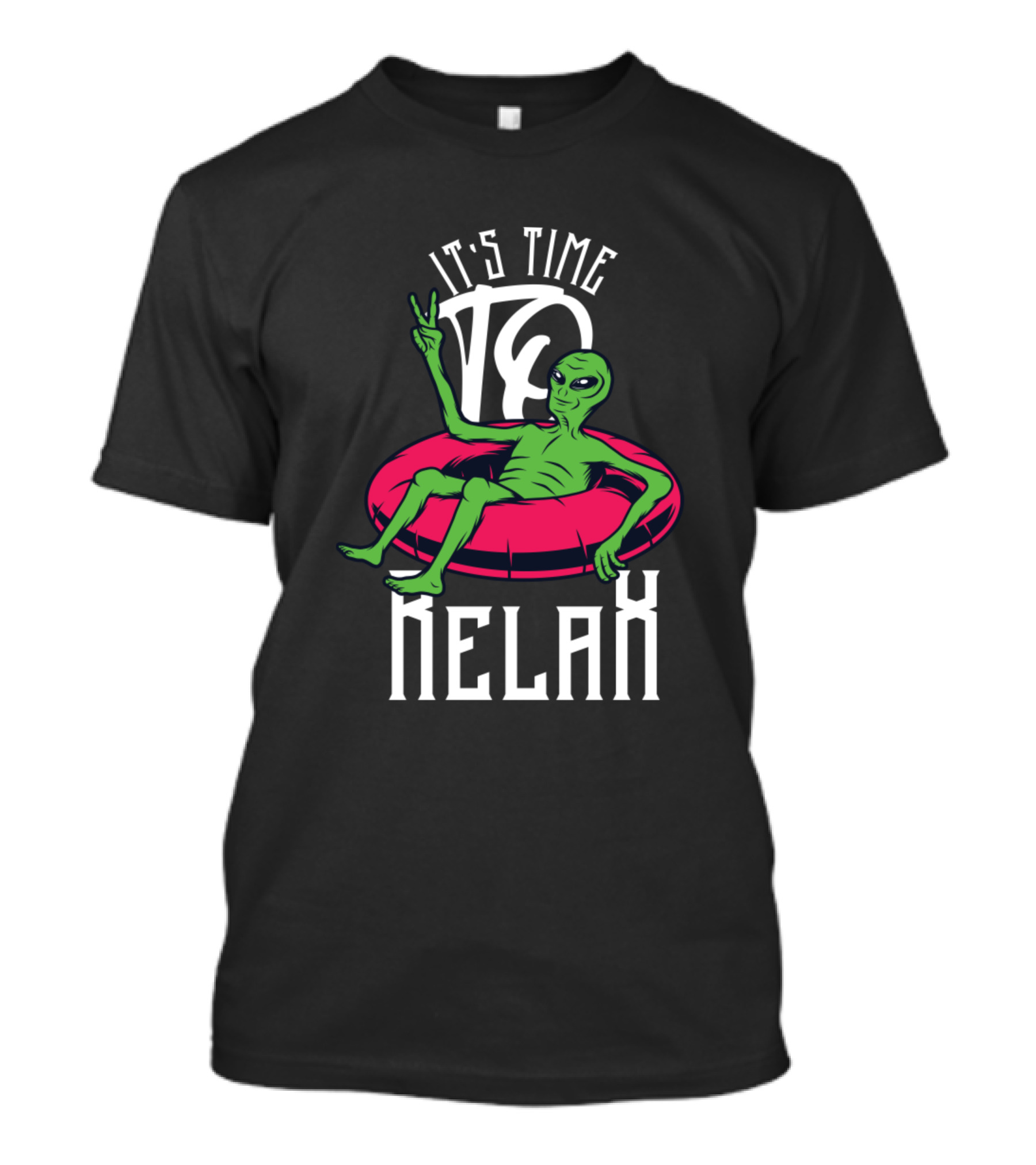 It's Time To Relax For Alien Floating On Inflatable T-Shirt