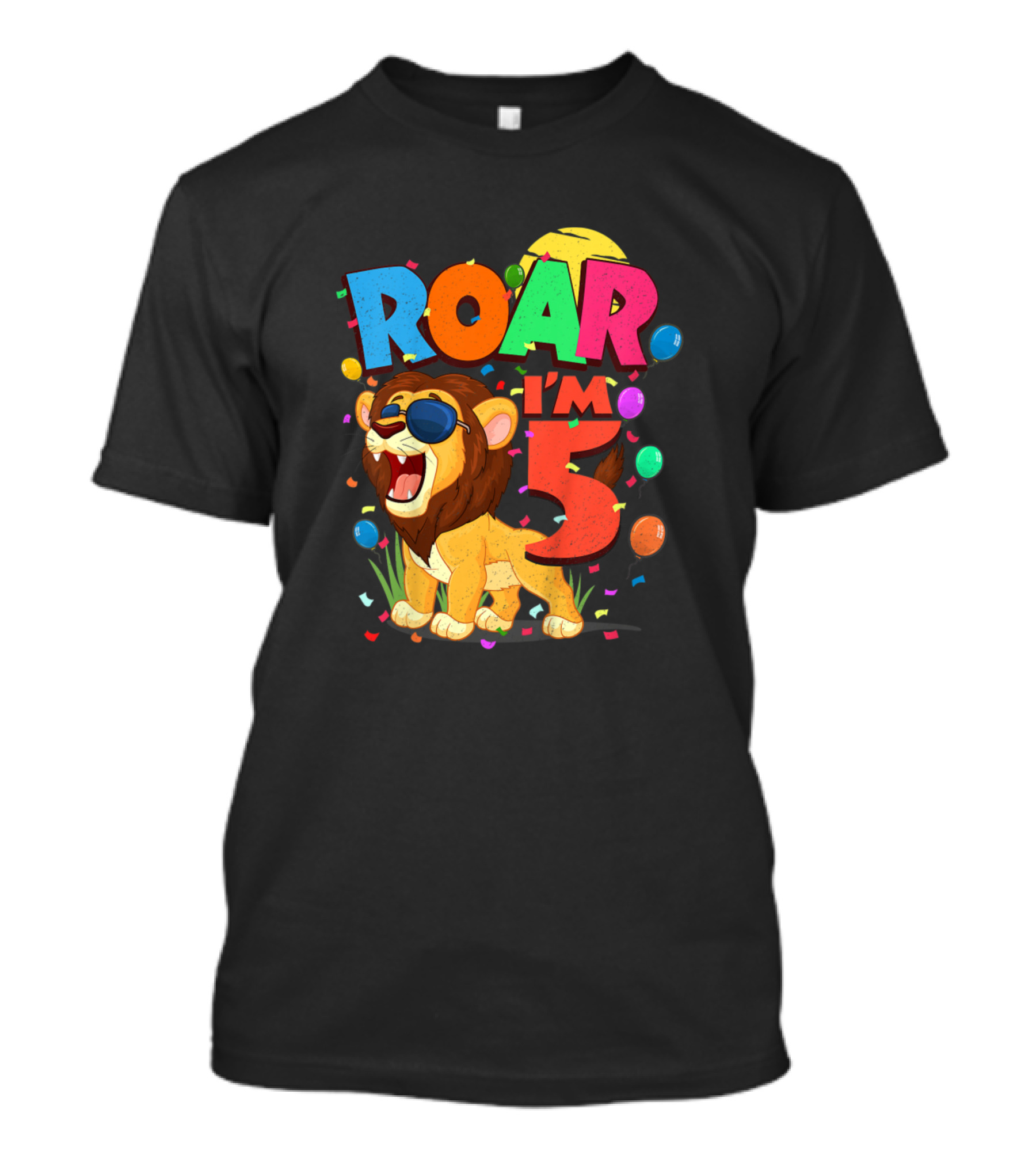 Roar I'm 5 Year Old Birthday Celebration Lion T-Shirt