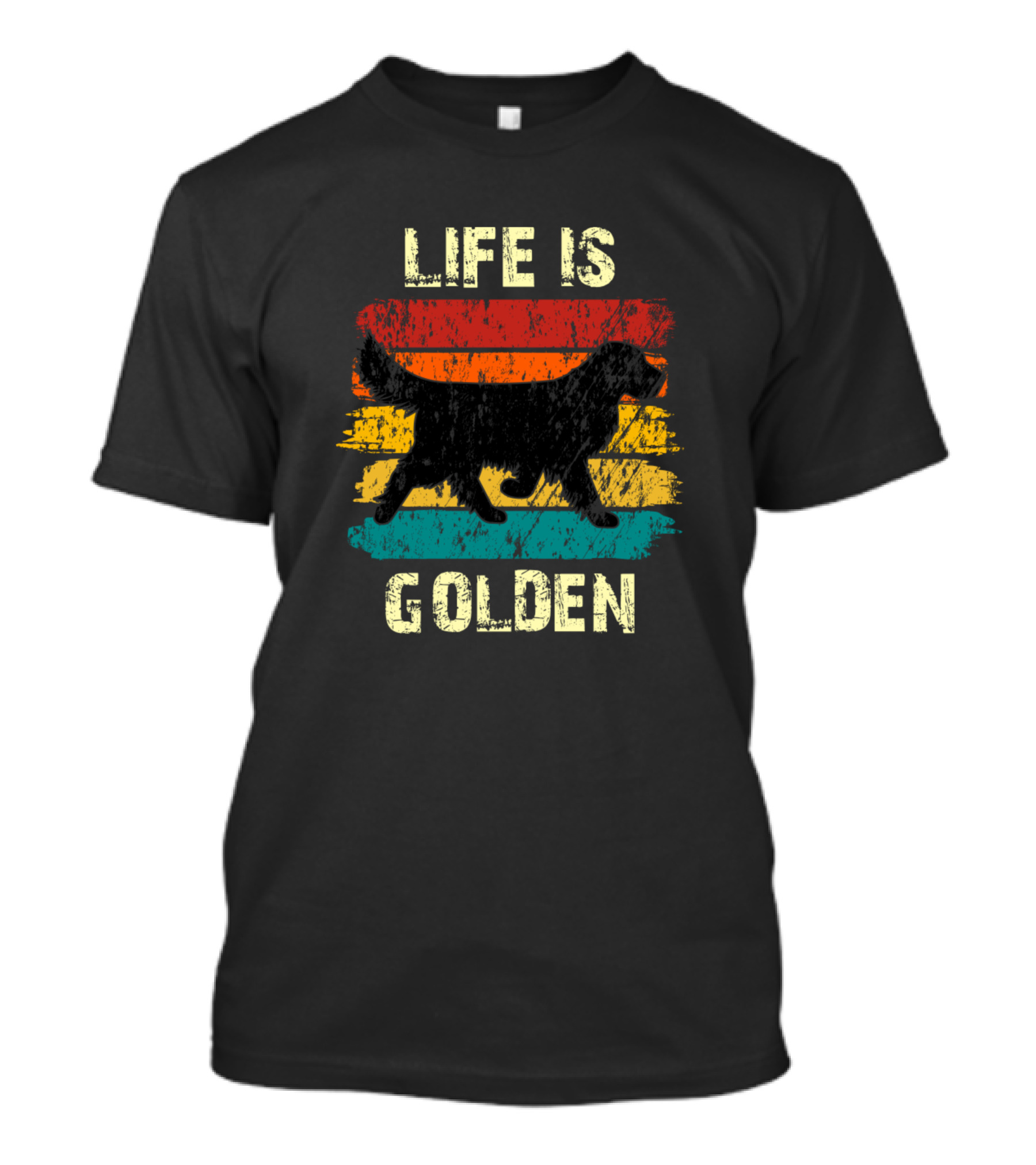 Life Is Golden Retriever Vintage Stripes T-Shirt