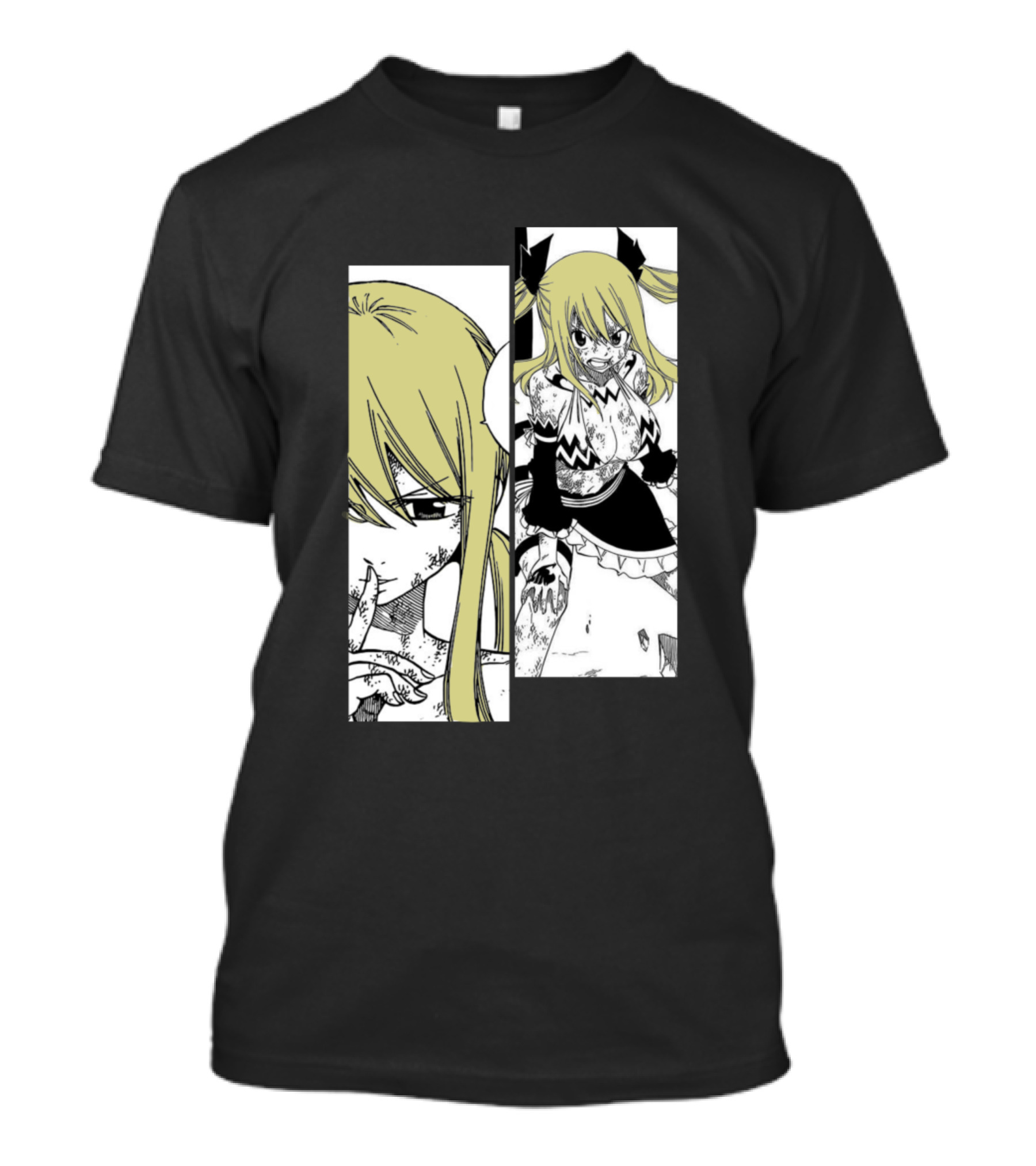 Lucy Heartfilia Manga Style Black And White Panels T-Shirt