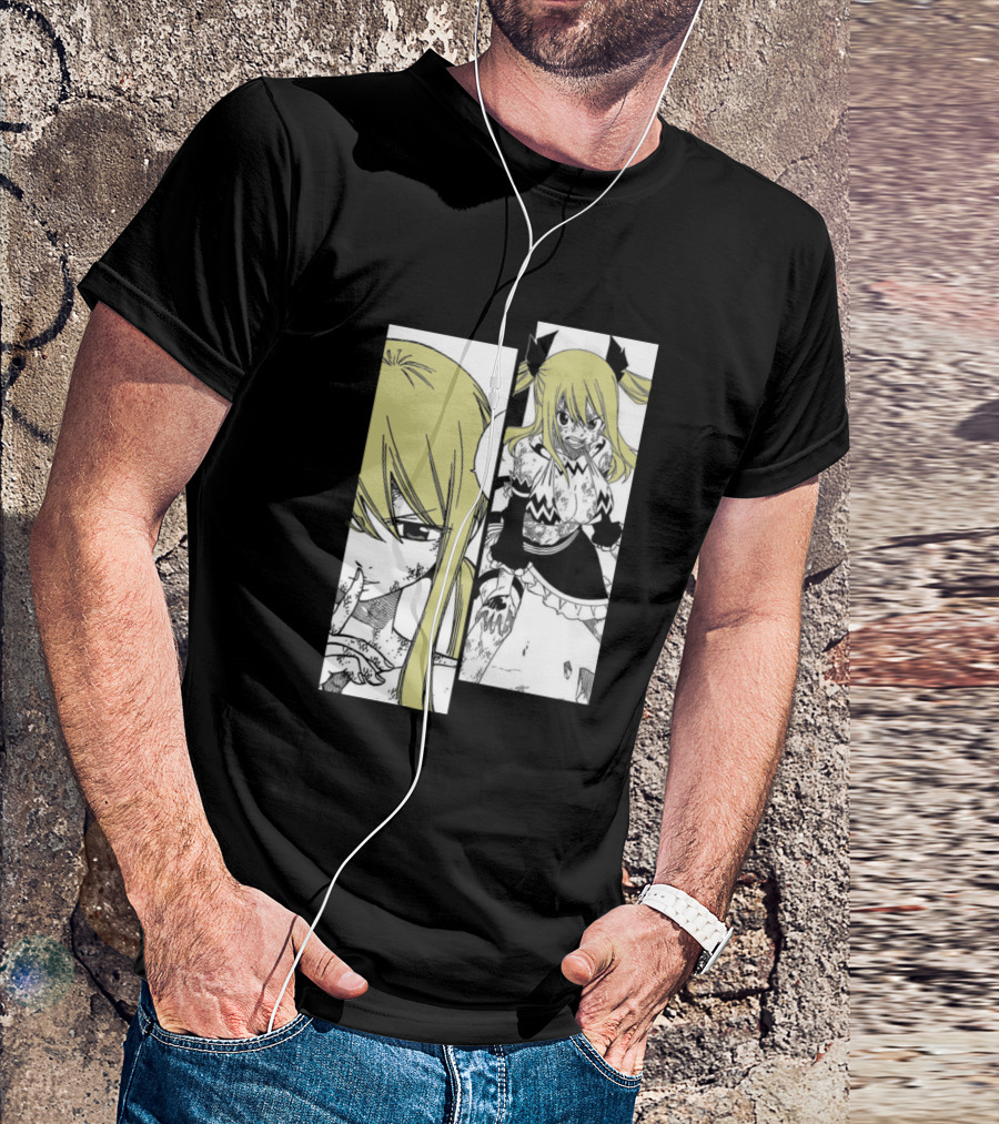 Lucy Heartfilia Manga Style Black And White Panels T-Shirt
